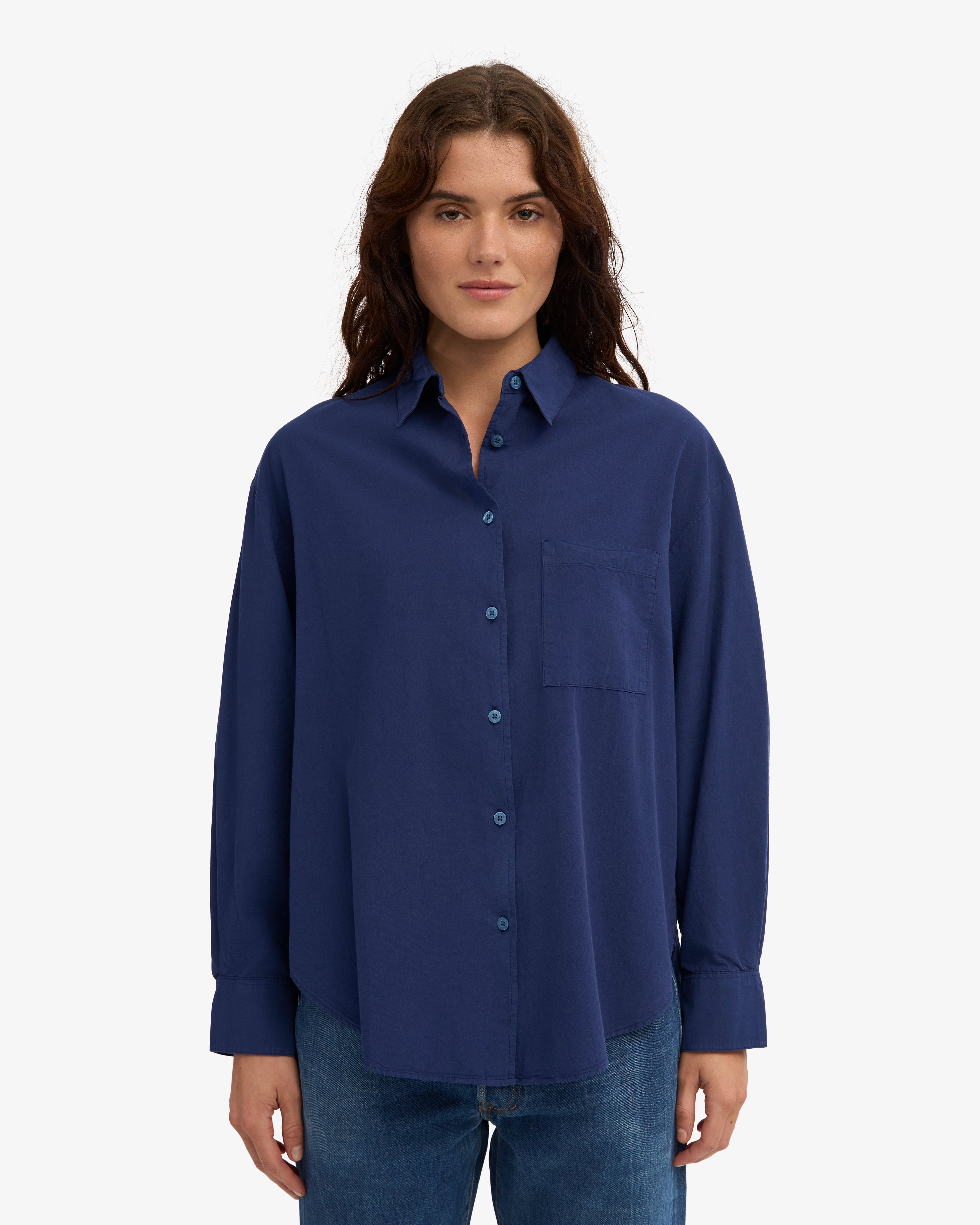 Organic Oversized Shirt - Marine Blue