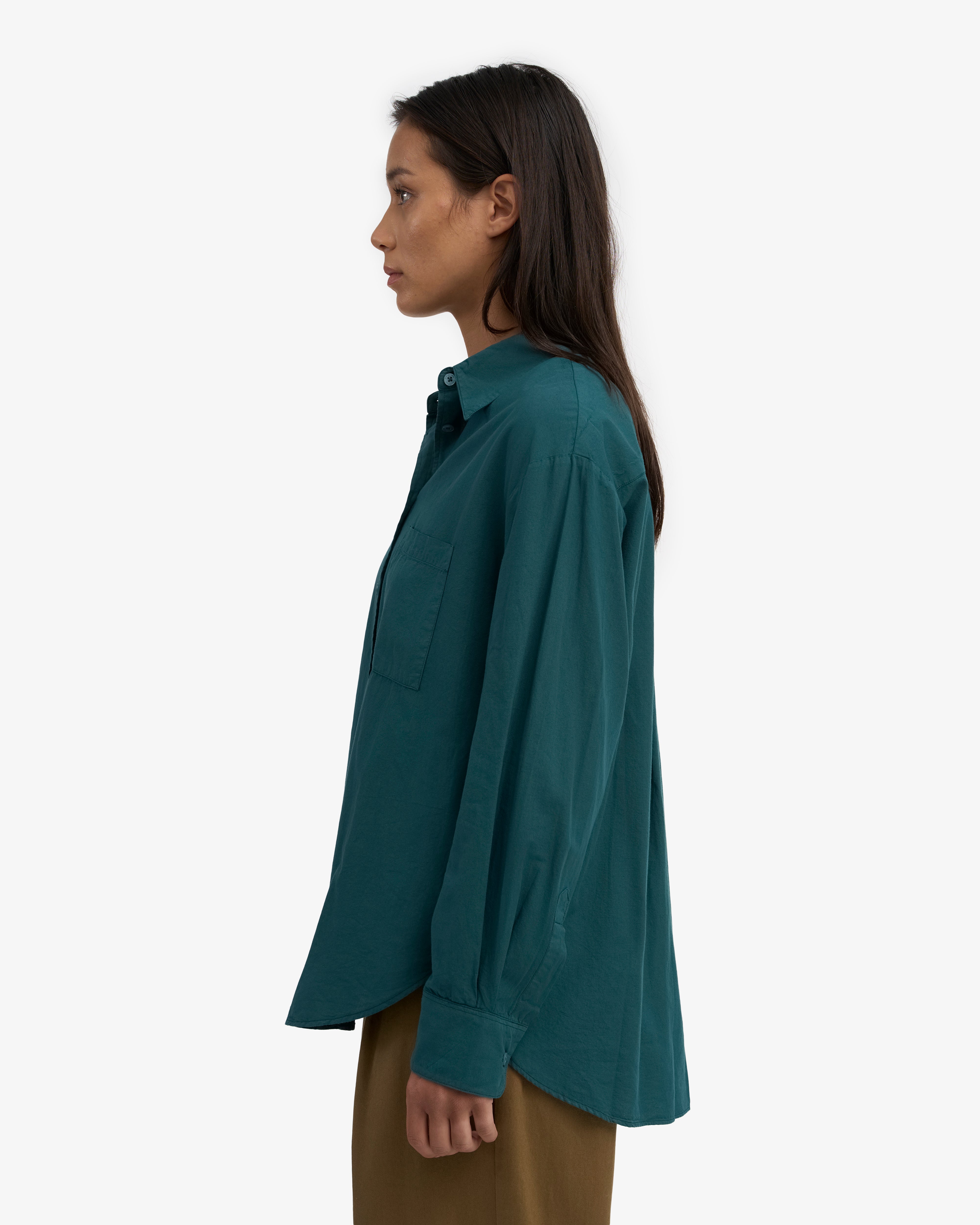 Organic Oversized Shirt - Ocean Green