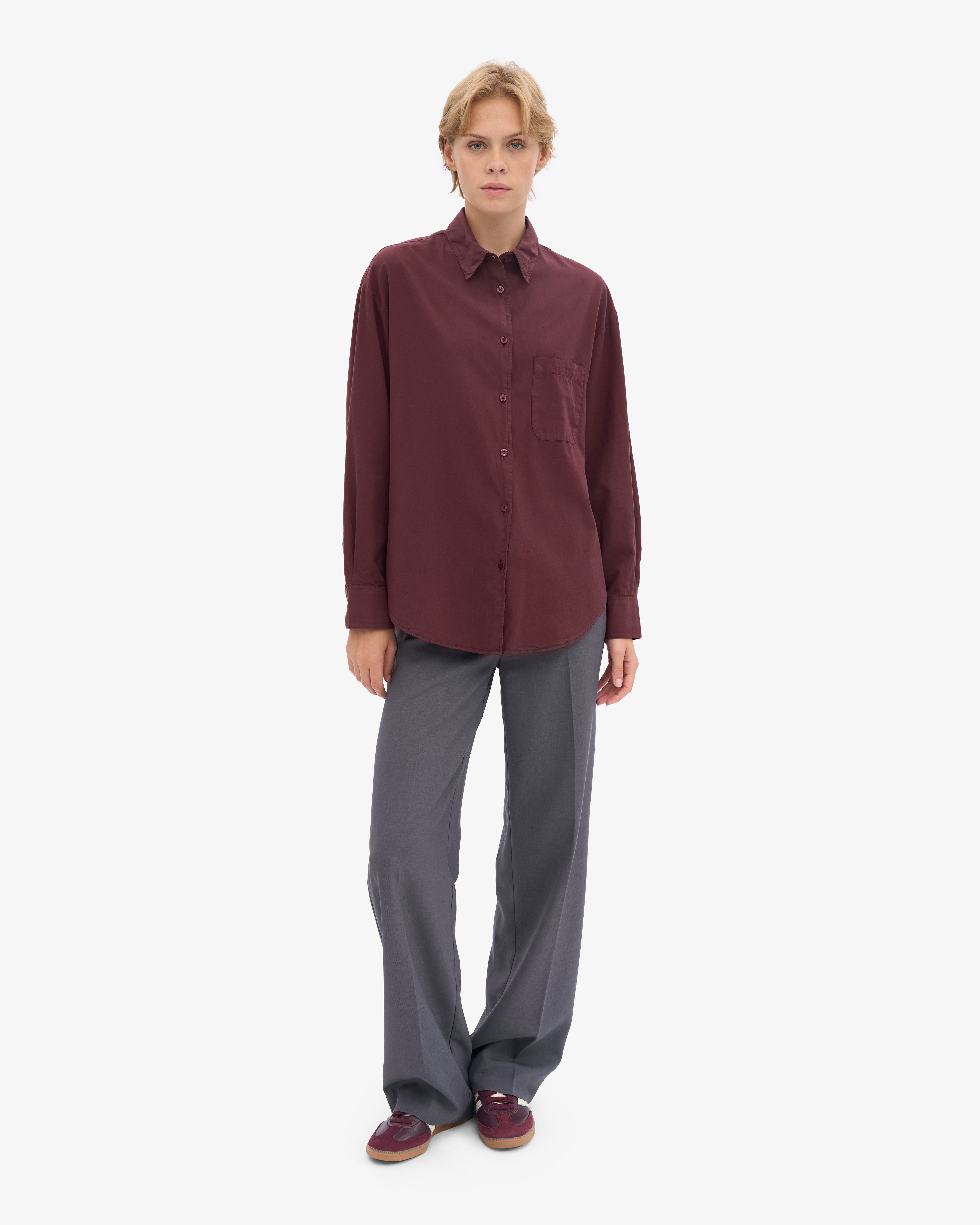 Organic Oversized Shirt - Oxblood Red