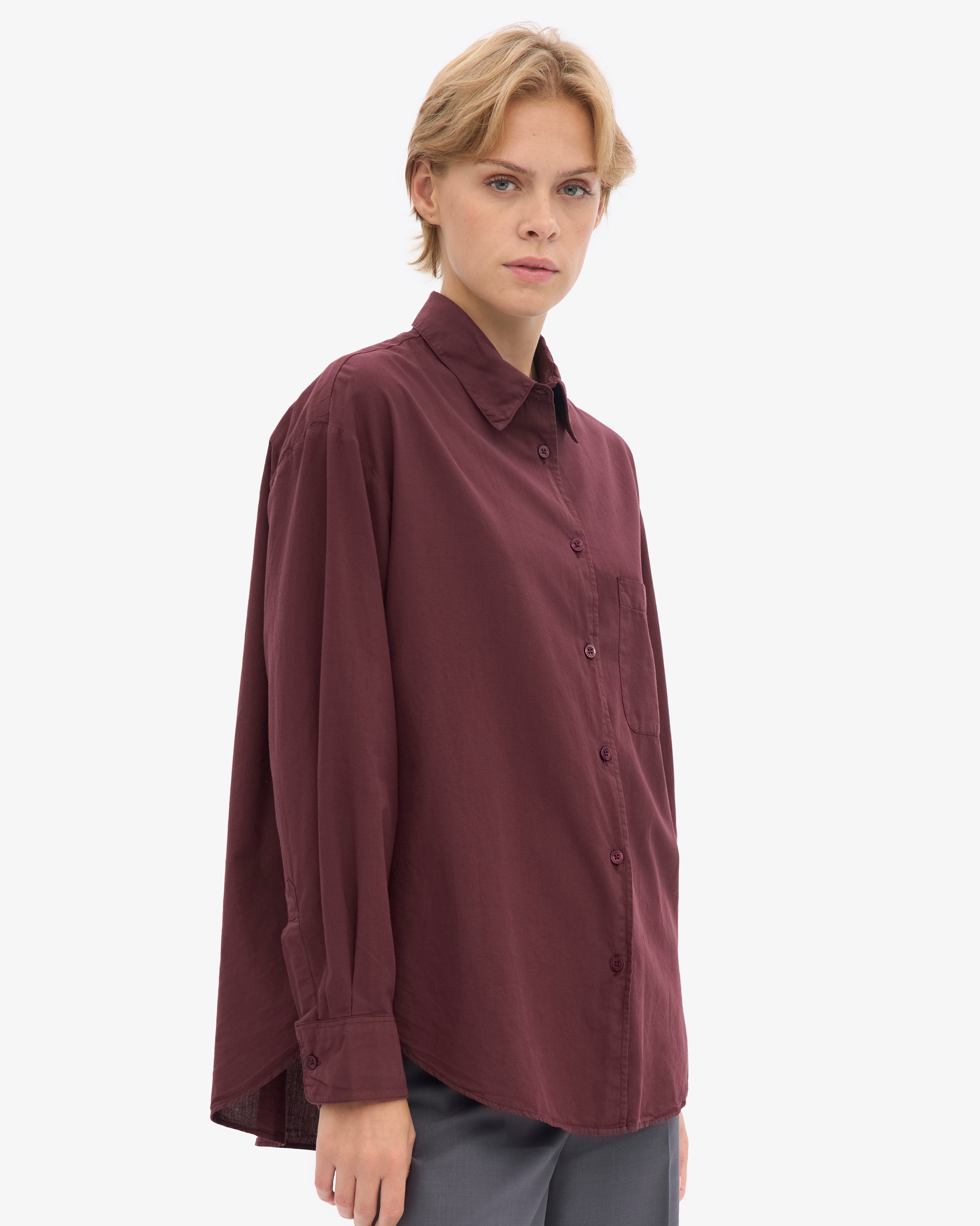 Organic Oversized Shirt - Oxblood Red