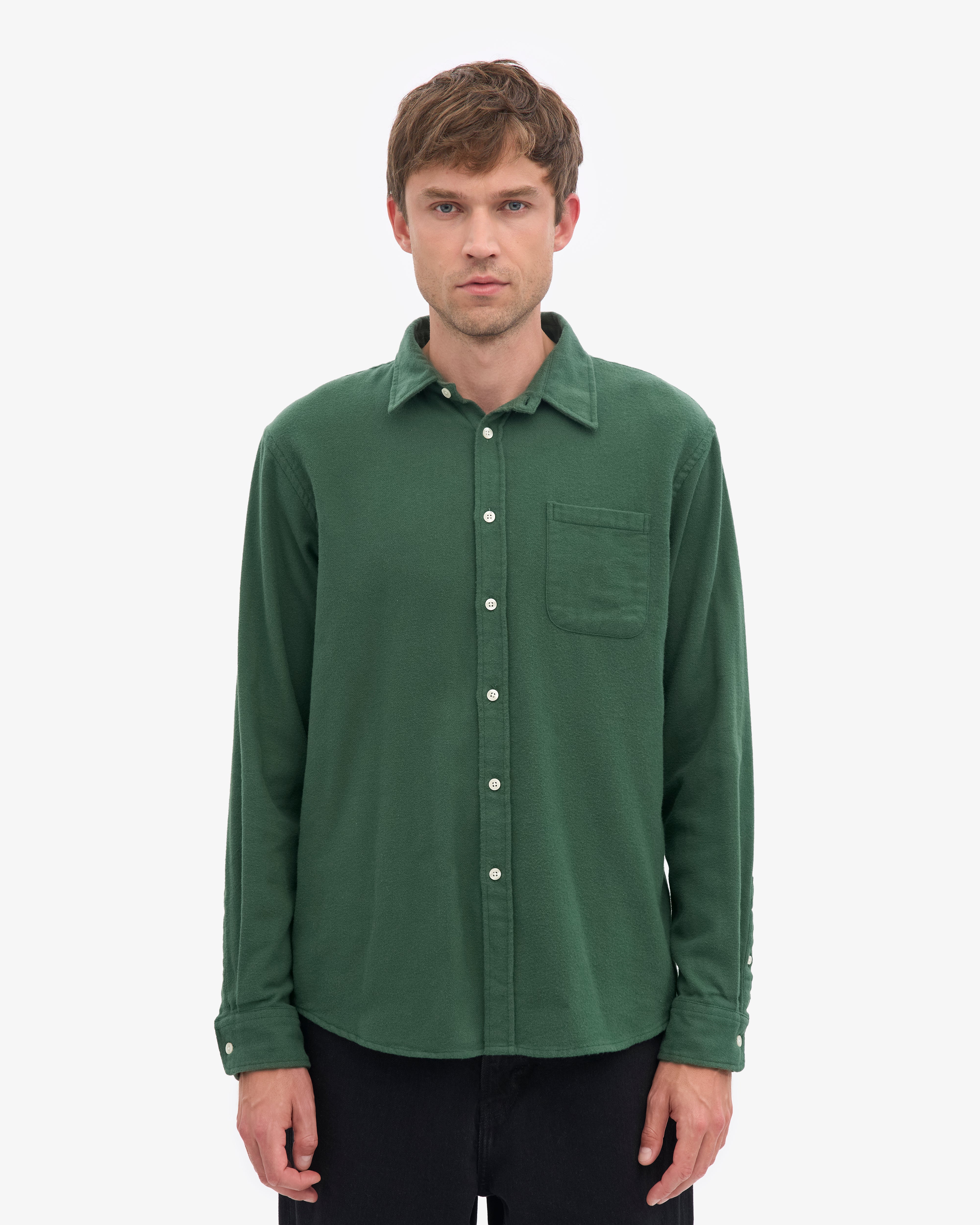 Organic Flannel Shirt - Emerald Green