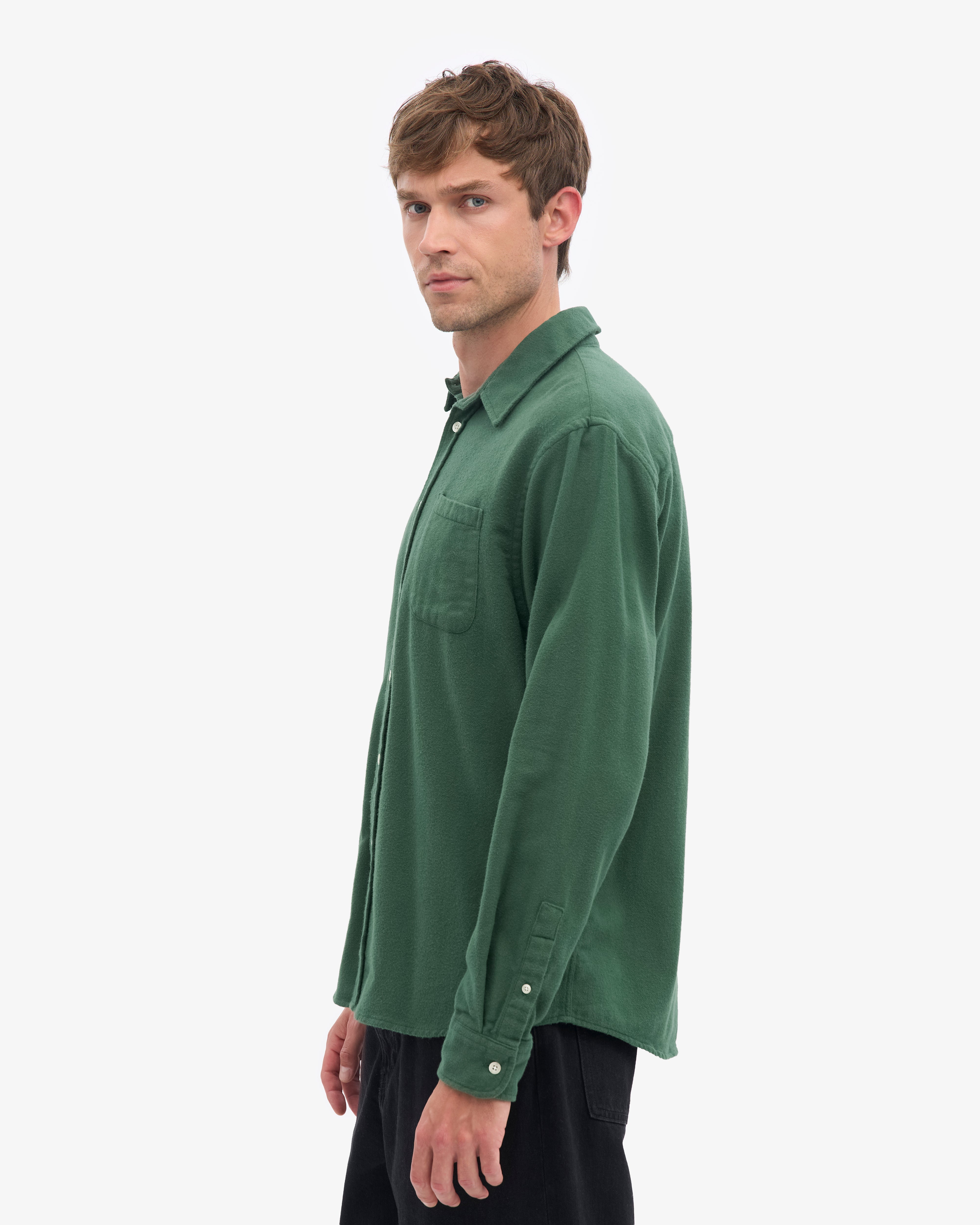 Organic Flannel Shirt - Emerald Green