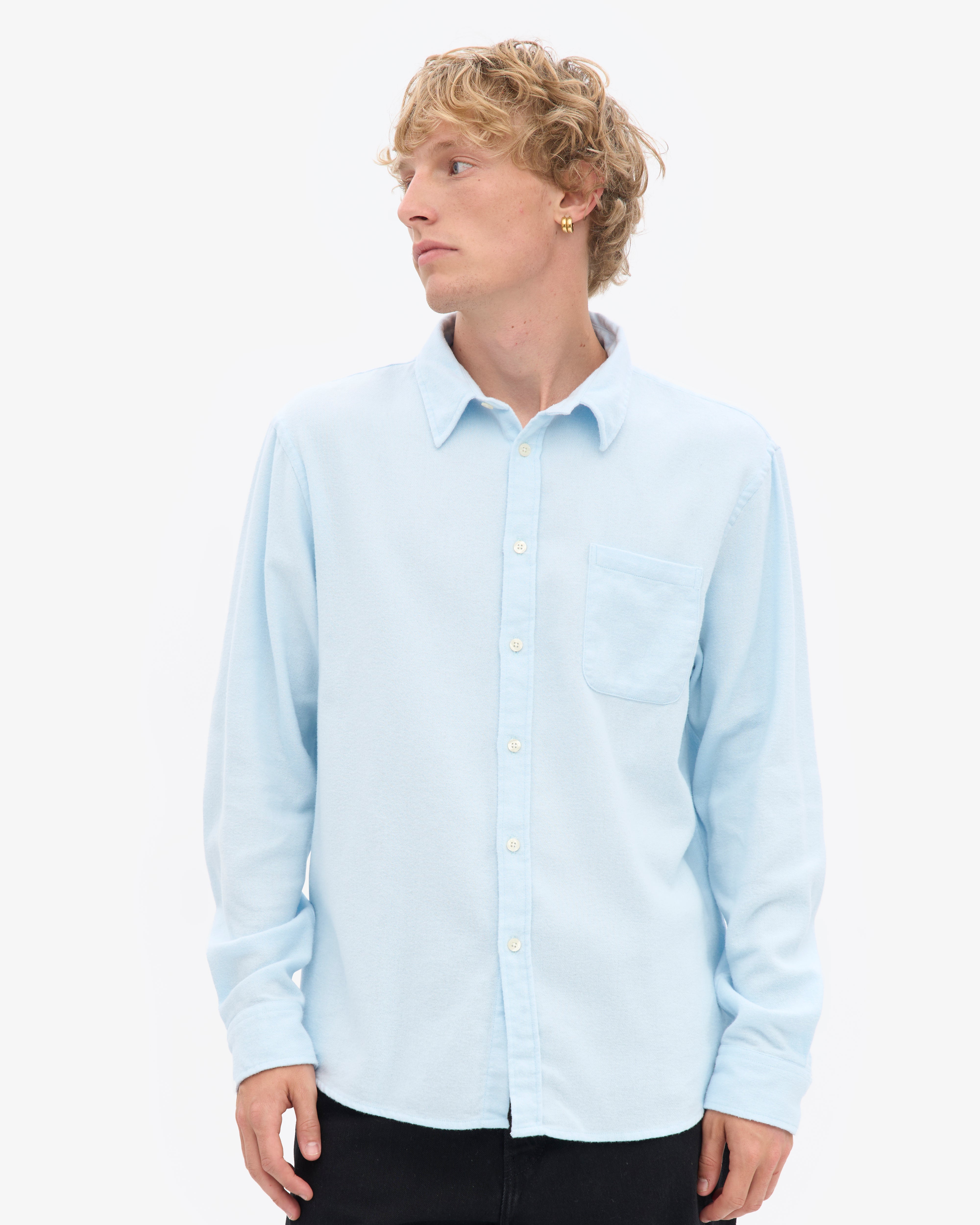 Organic Flannel Shirt - Polar Blue