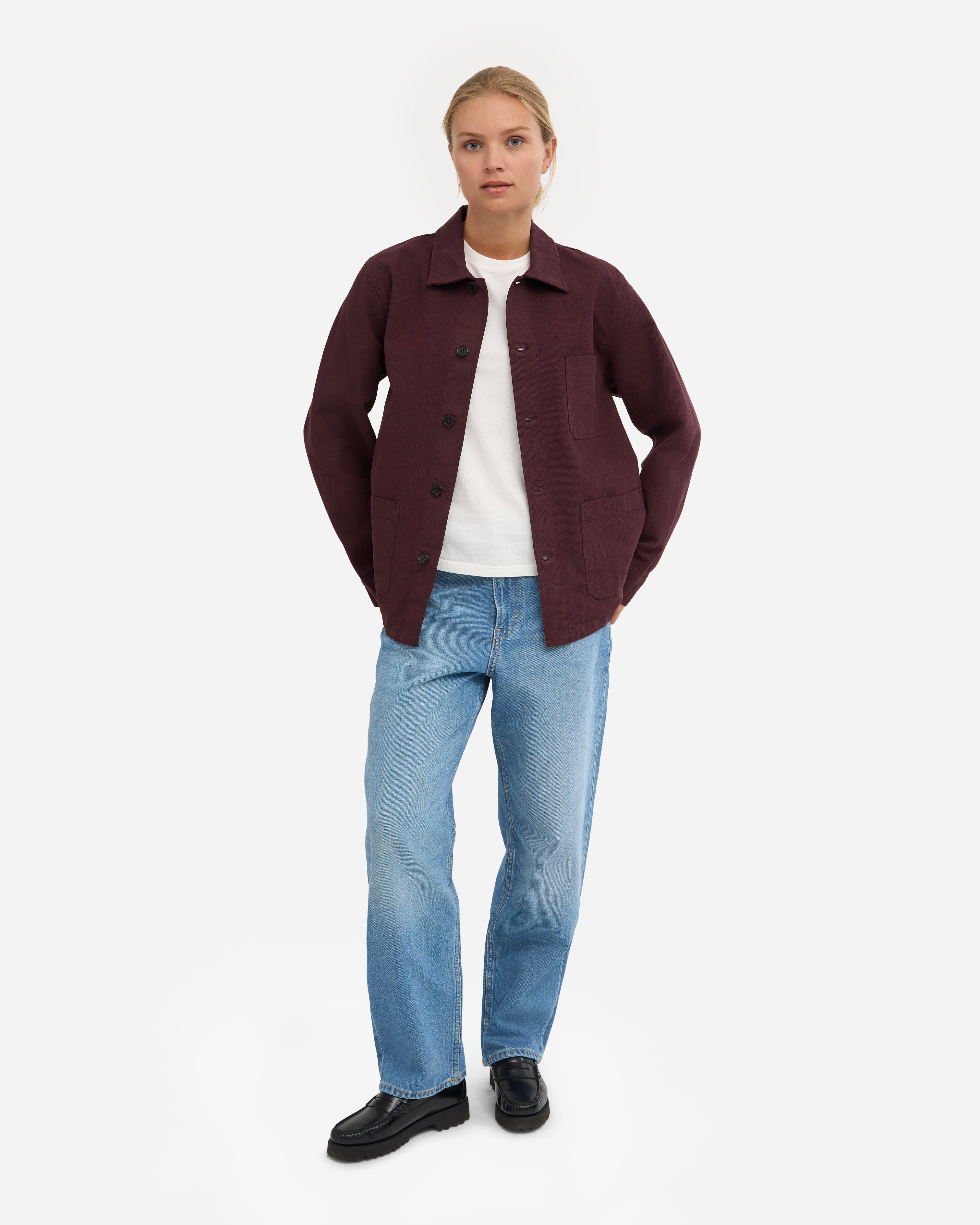 Organic Workwear Jacket - Oxblood Red