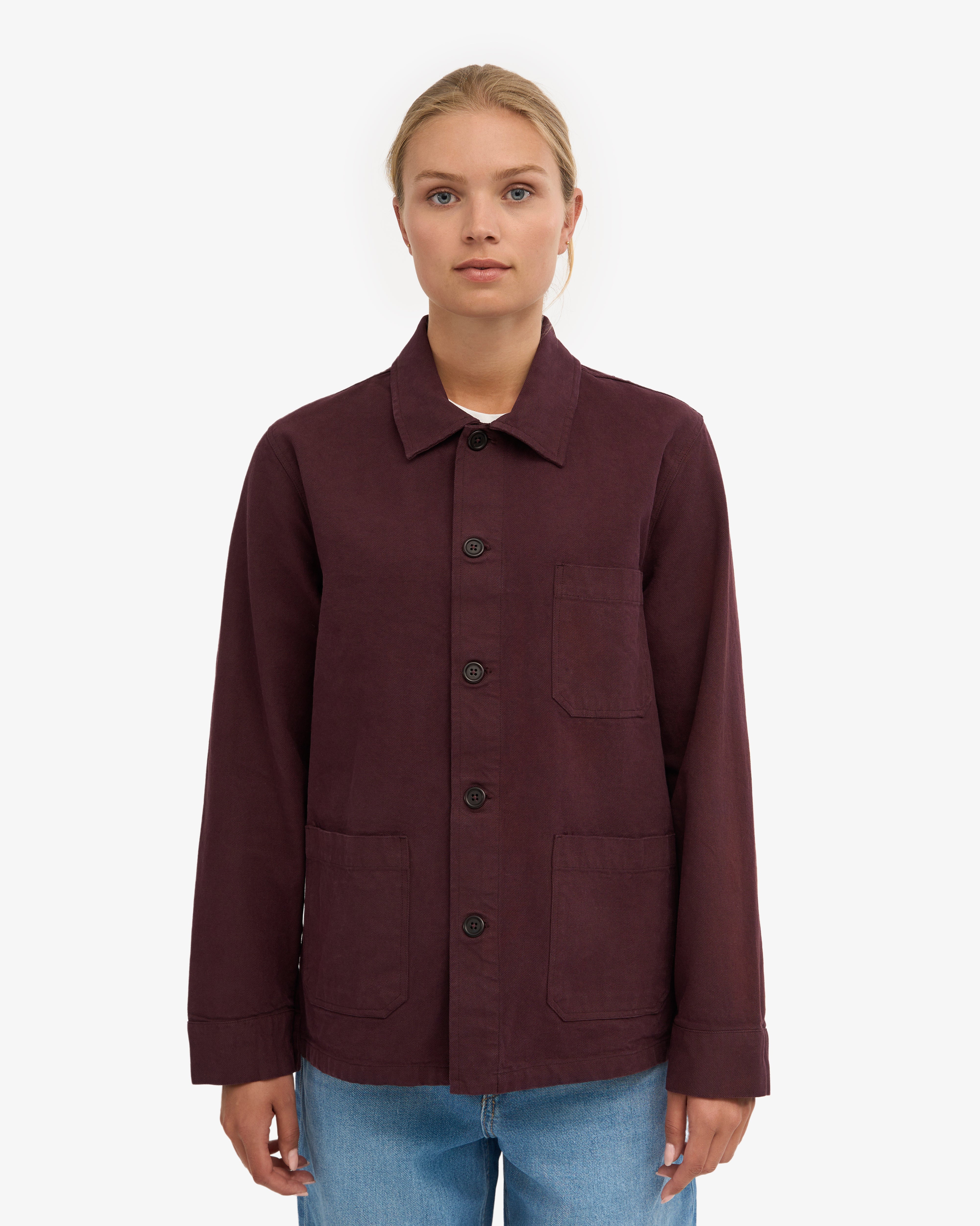 Organic Workwear Jacket - Oxblood Red