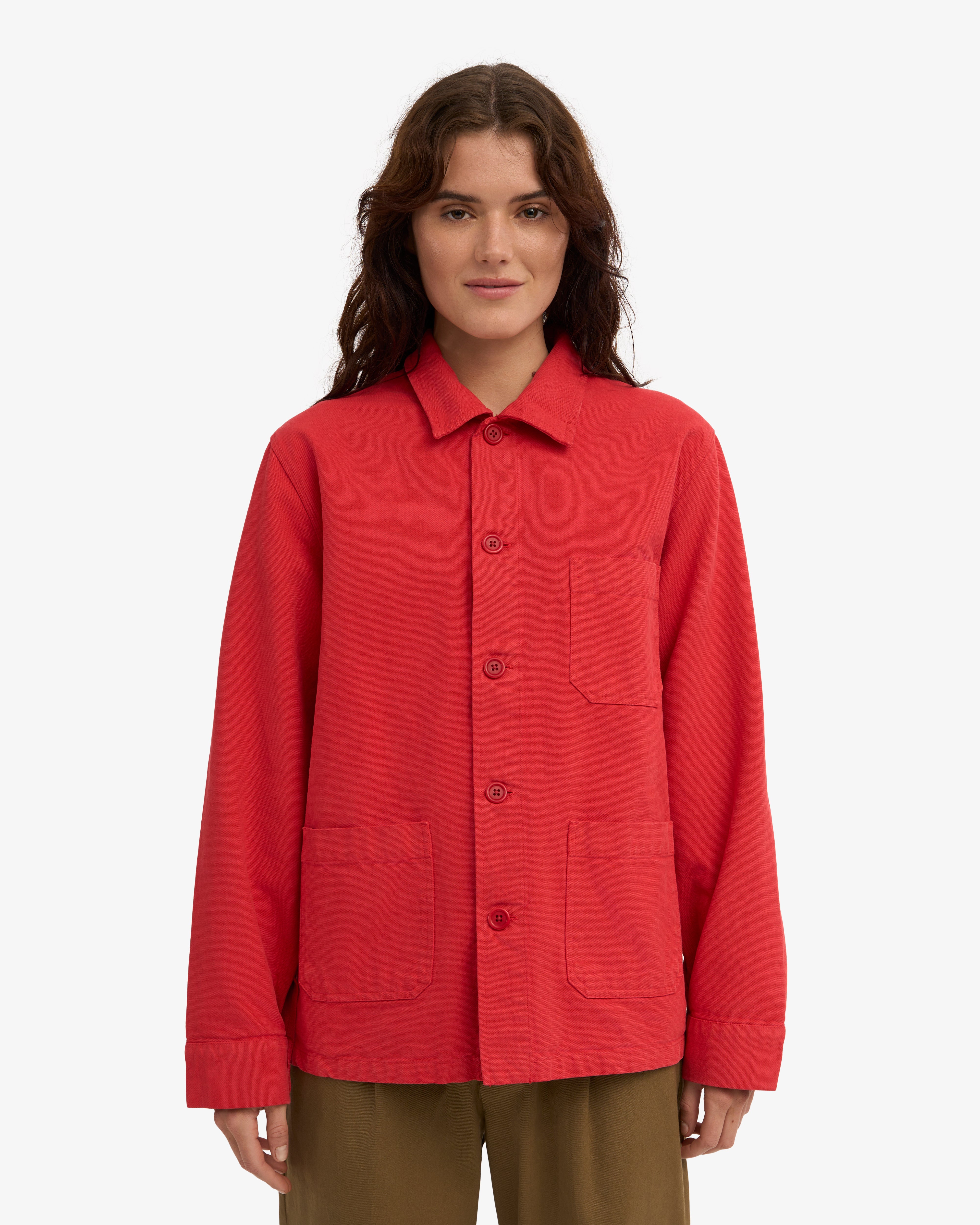 Organic Workwear Jacket - Red Tangerine