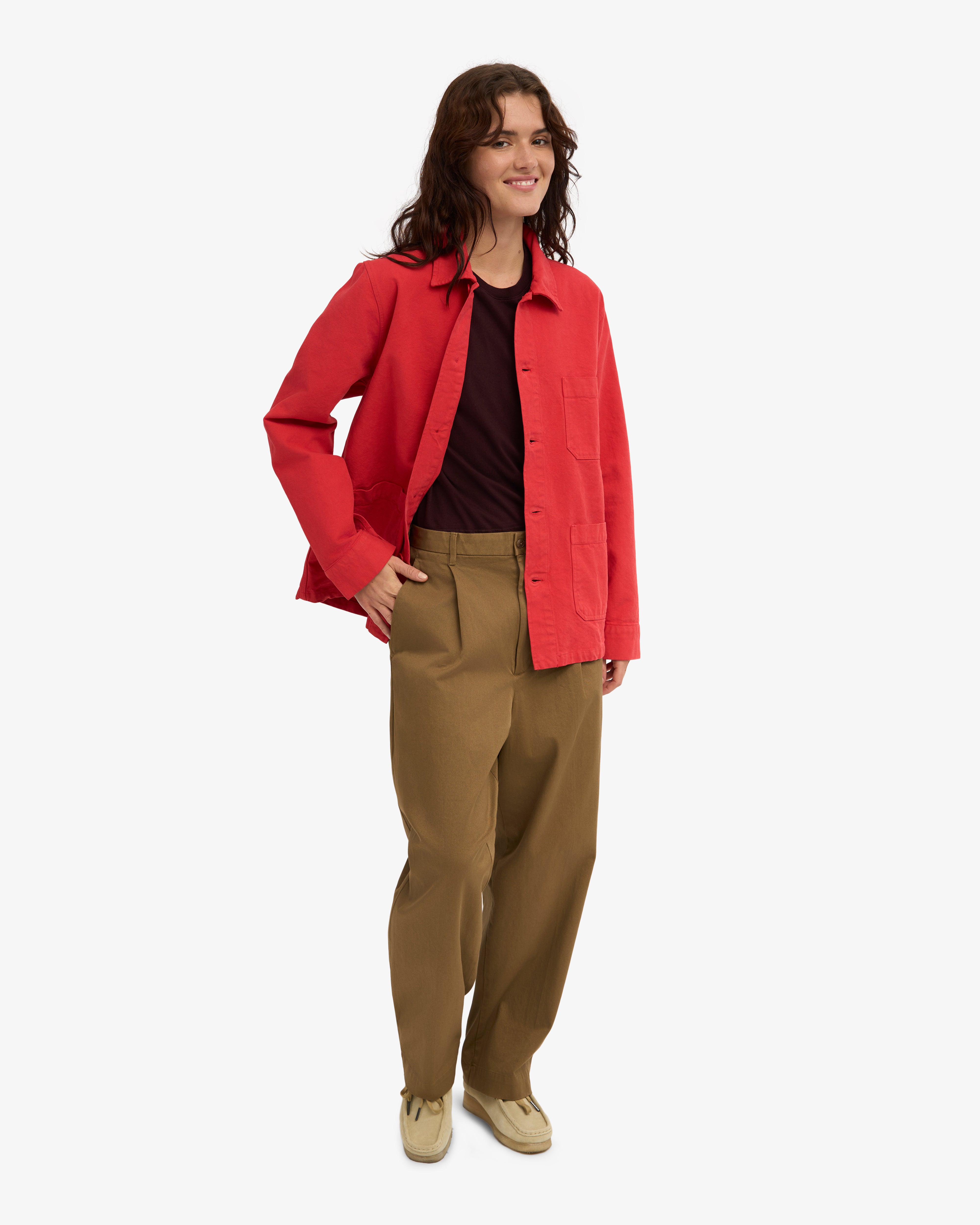 Organic Workwear Jacket - Red Tangerine