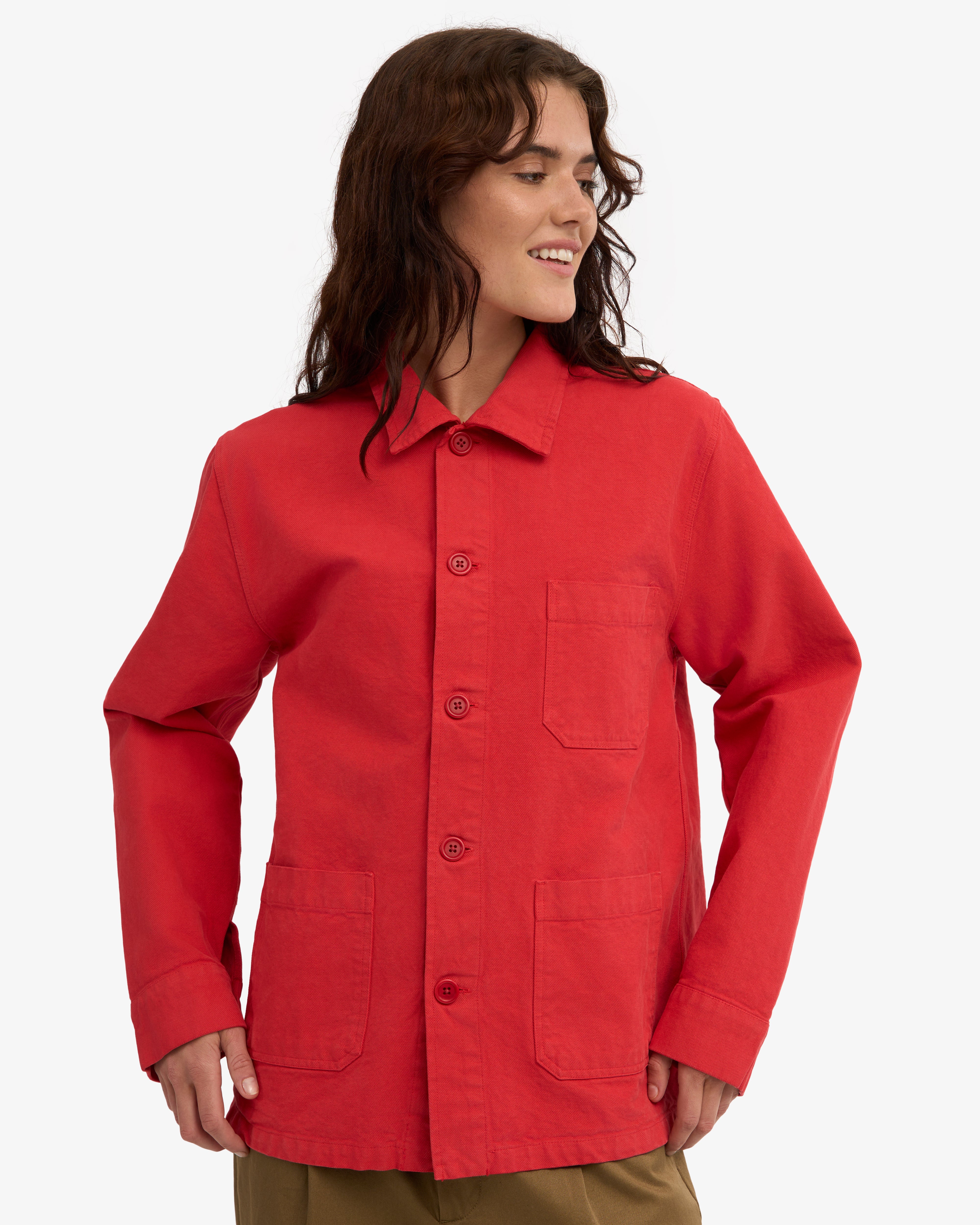 Organic Workwear Jacket - Red Tangerine