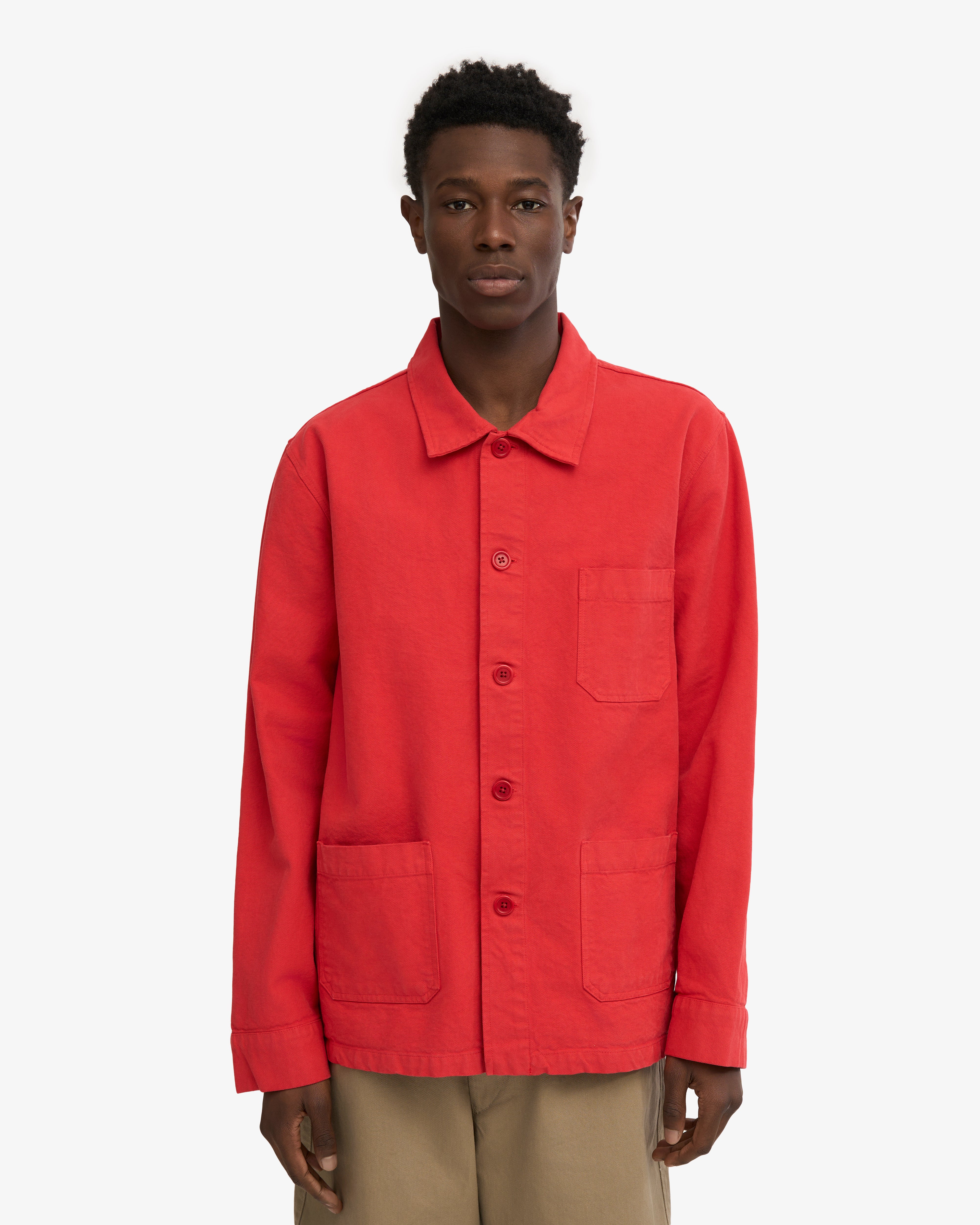 Organic Workwear Jacket - Red Tangerine