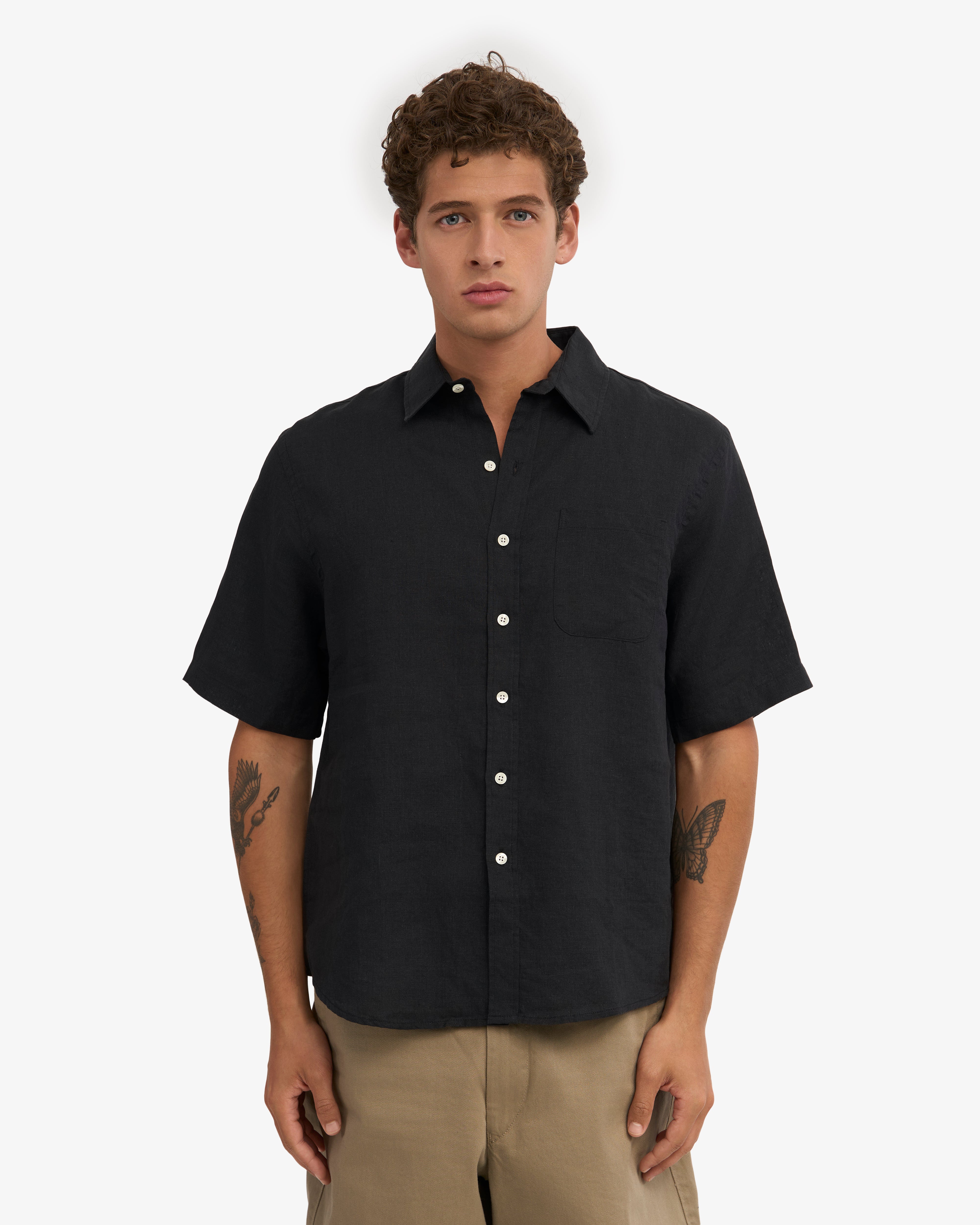 Linen SS Shirt - Deep Black