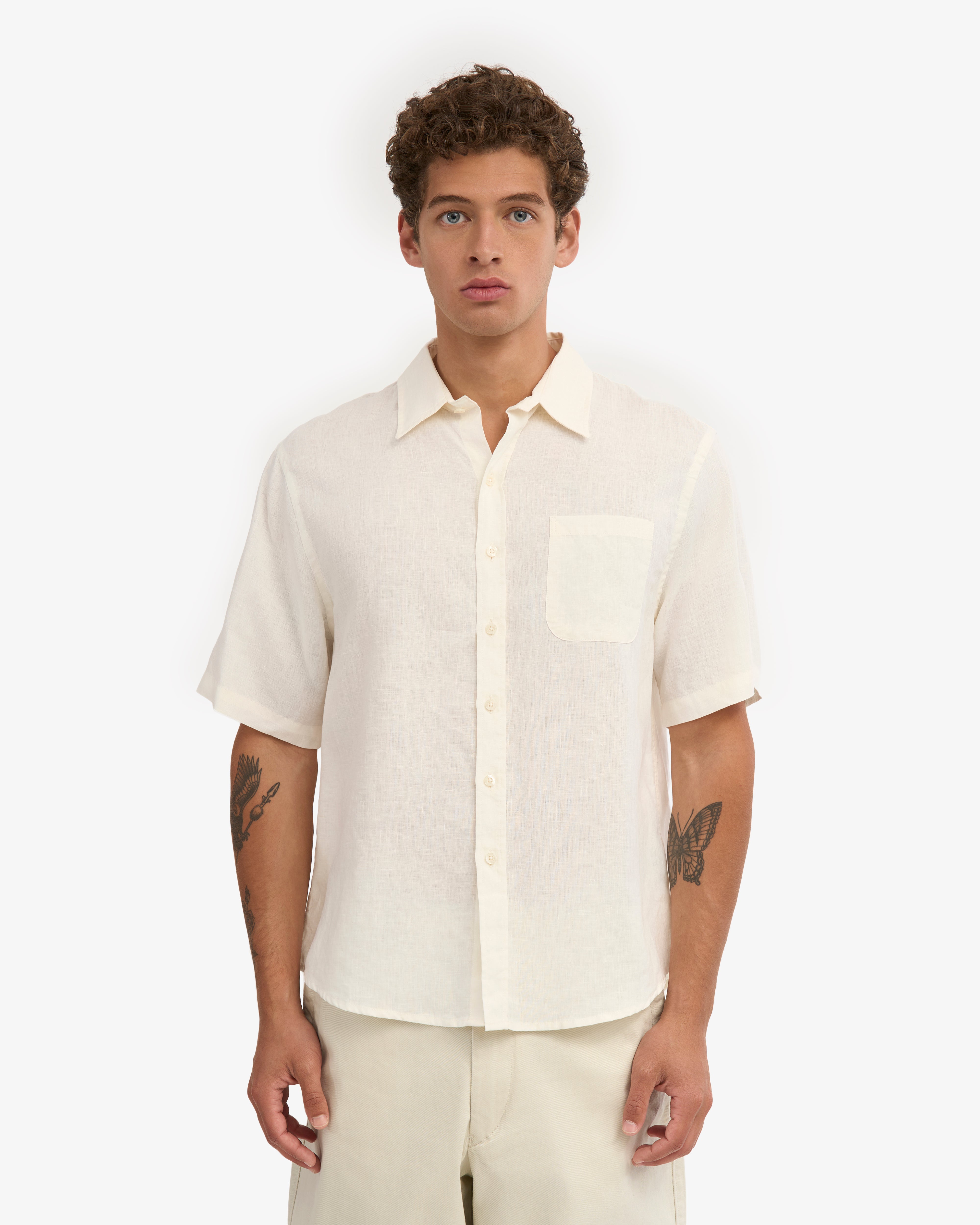 Linen SS Shirt - Ivory White