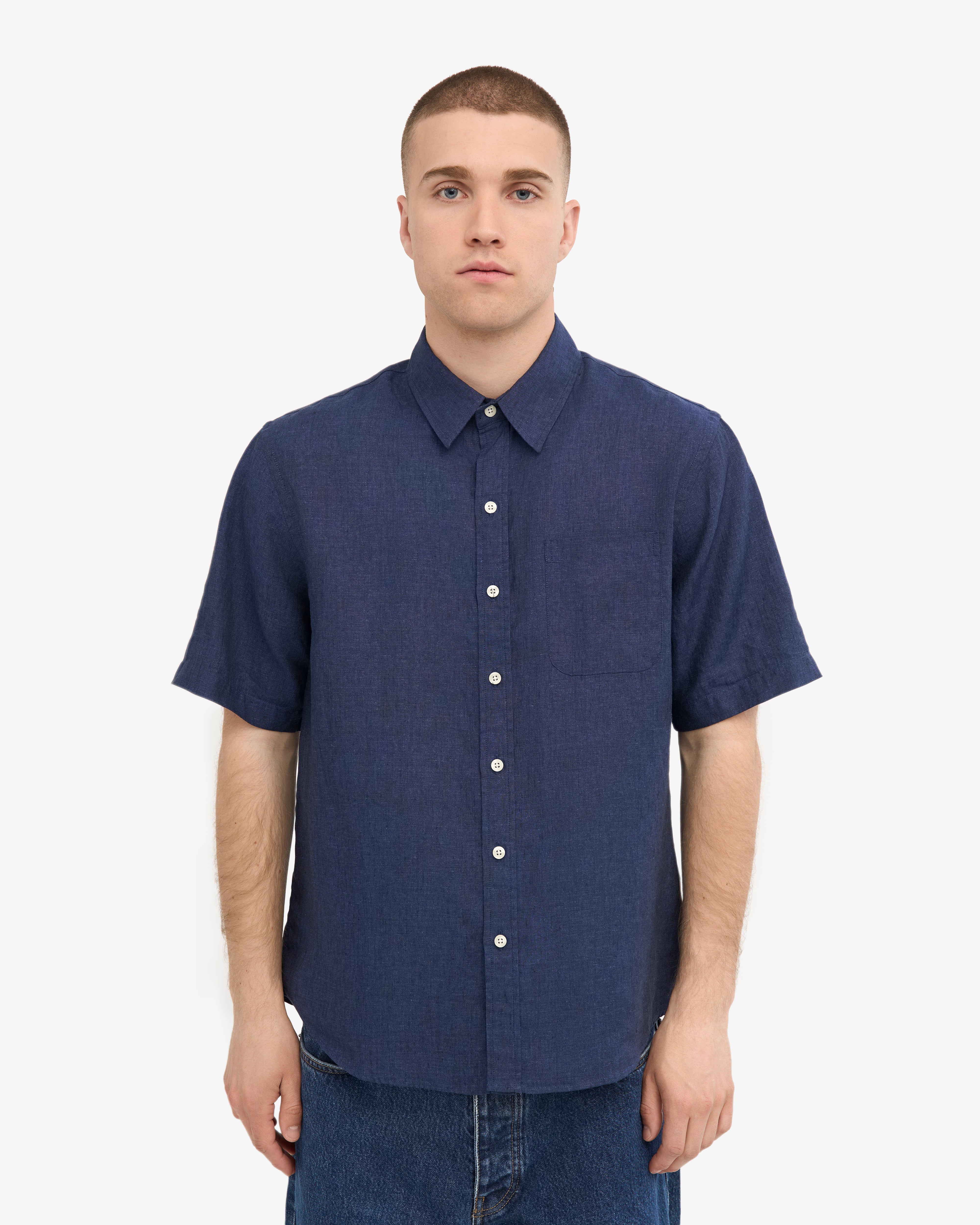 Linen SS Shirt - Petrol Blue