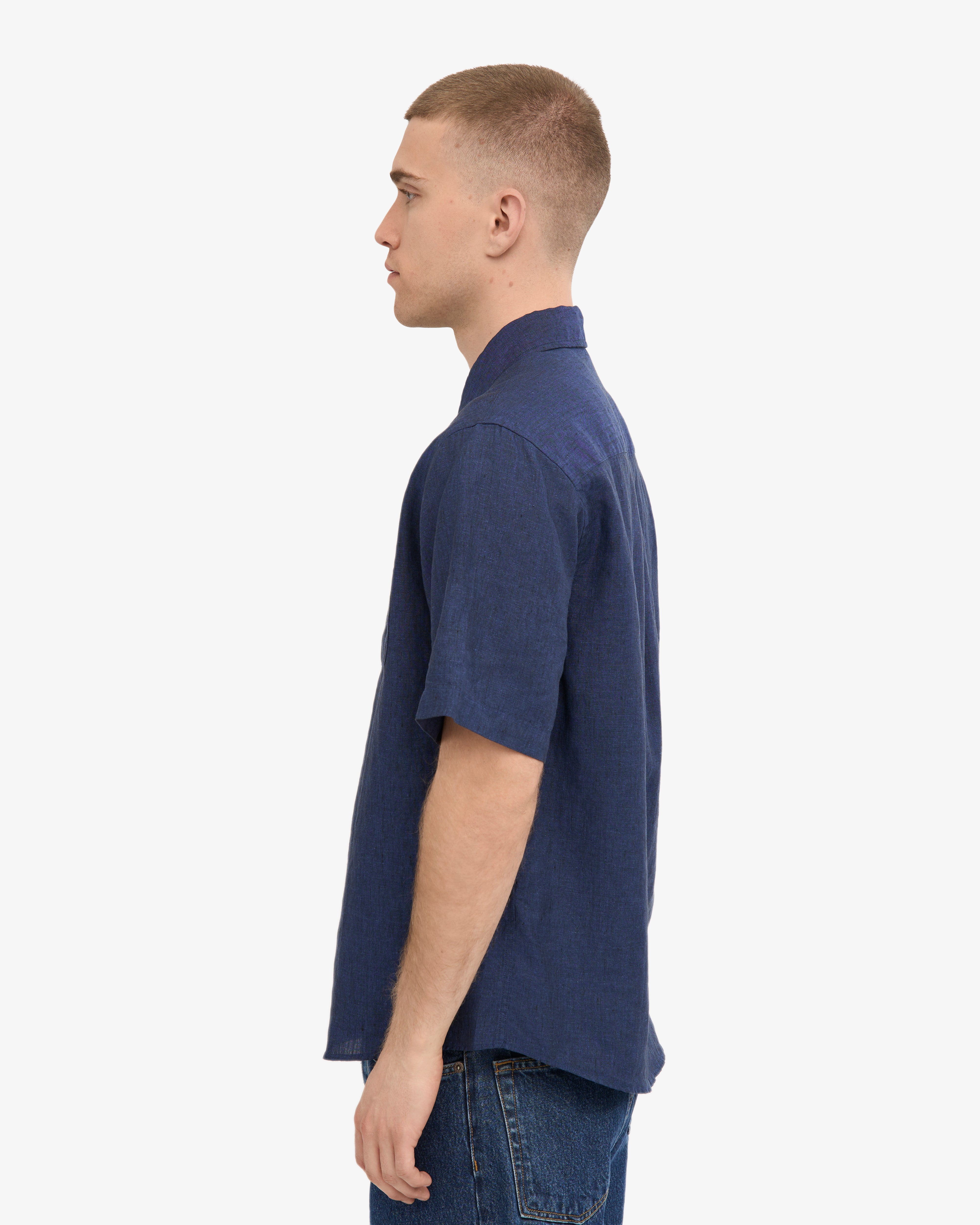 Linen SS Shirt - Petrol Blue