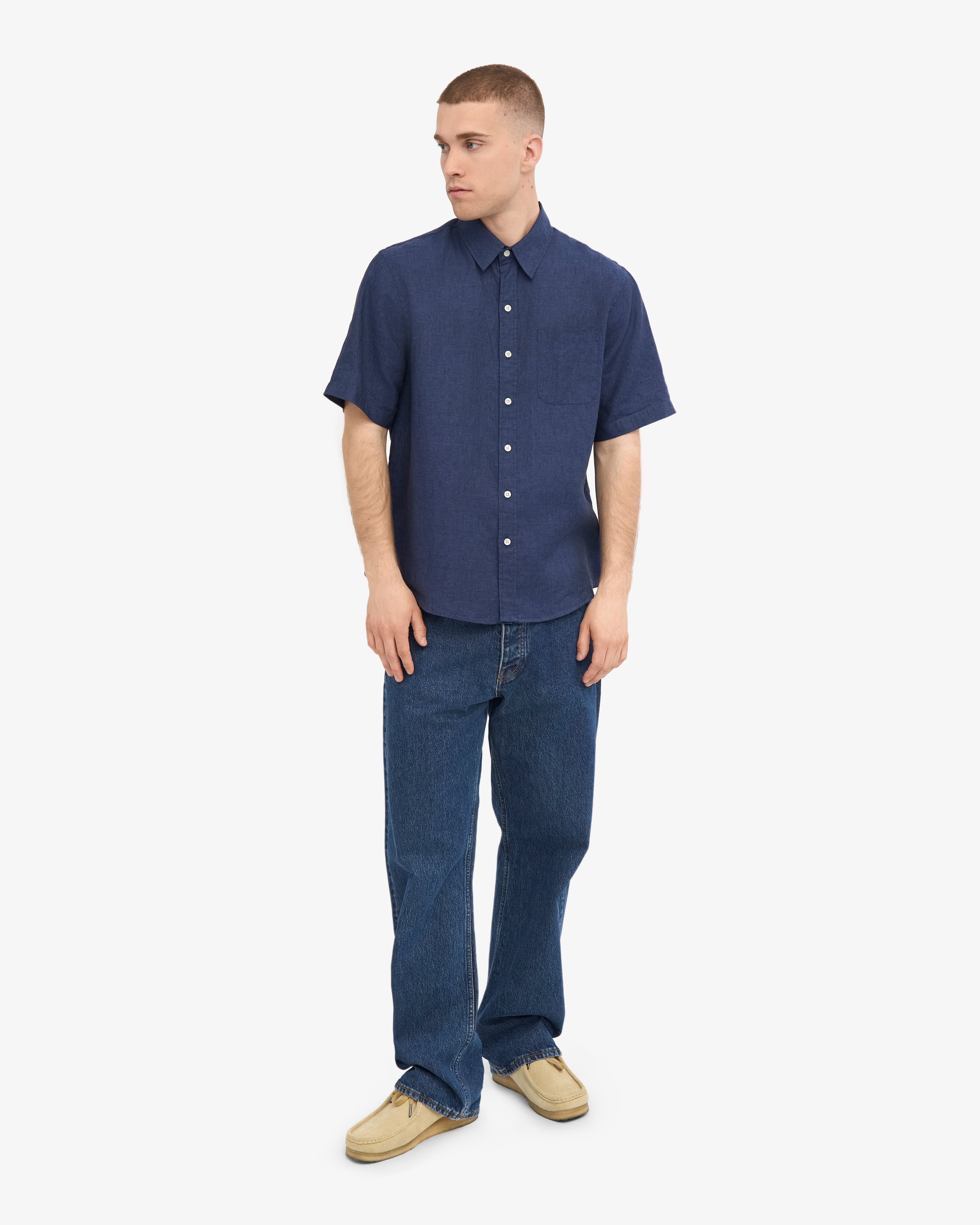 Linen SS Shirt - Petrol Blue