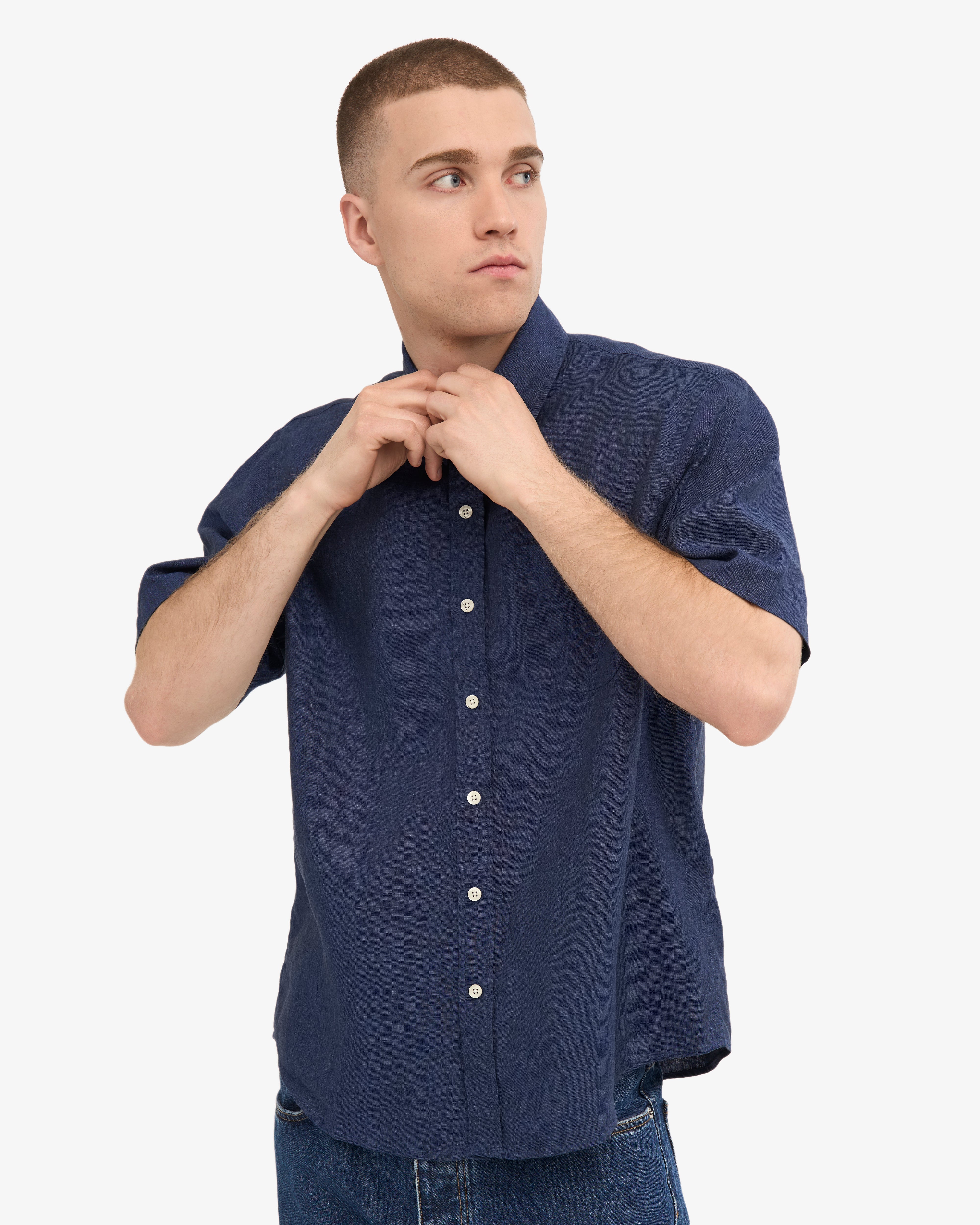 Linen SS Shirt - Petrol Blue