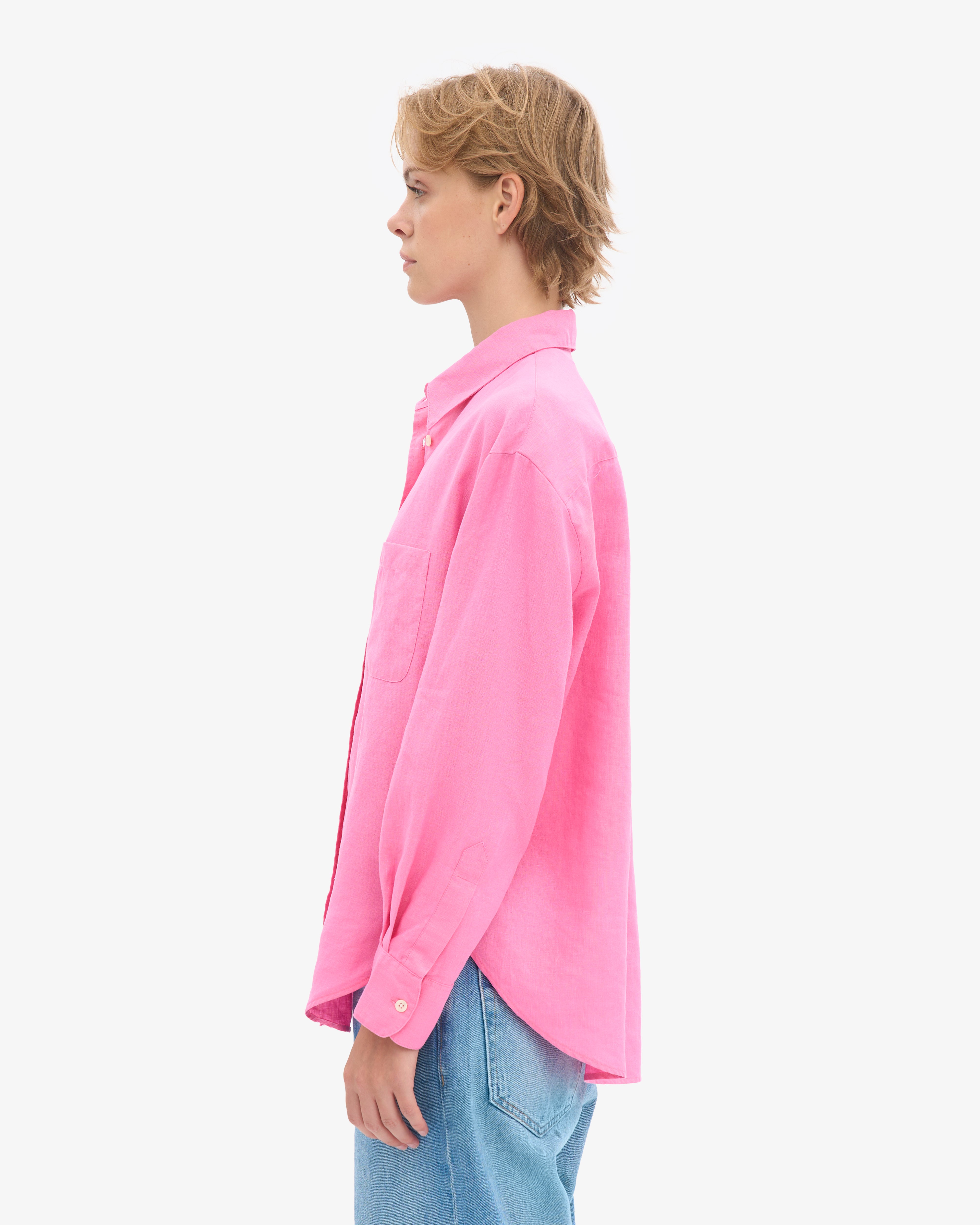 Linen Oversized Shirt - Bubblegum Pink