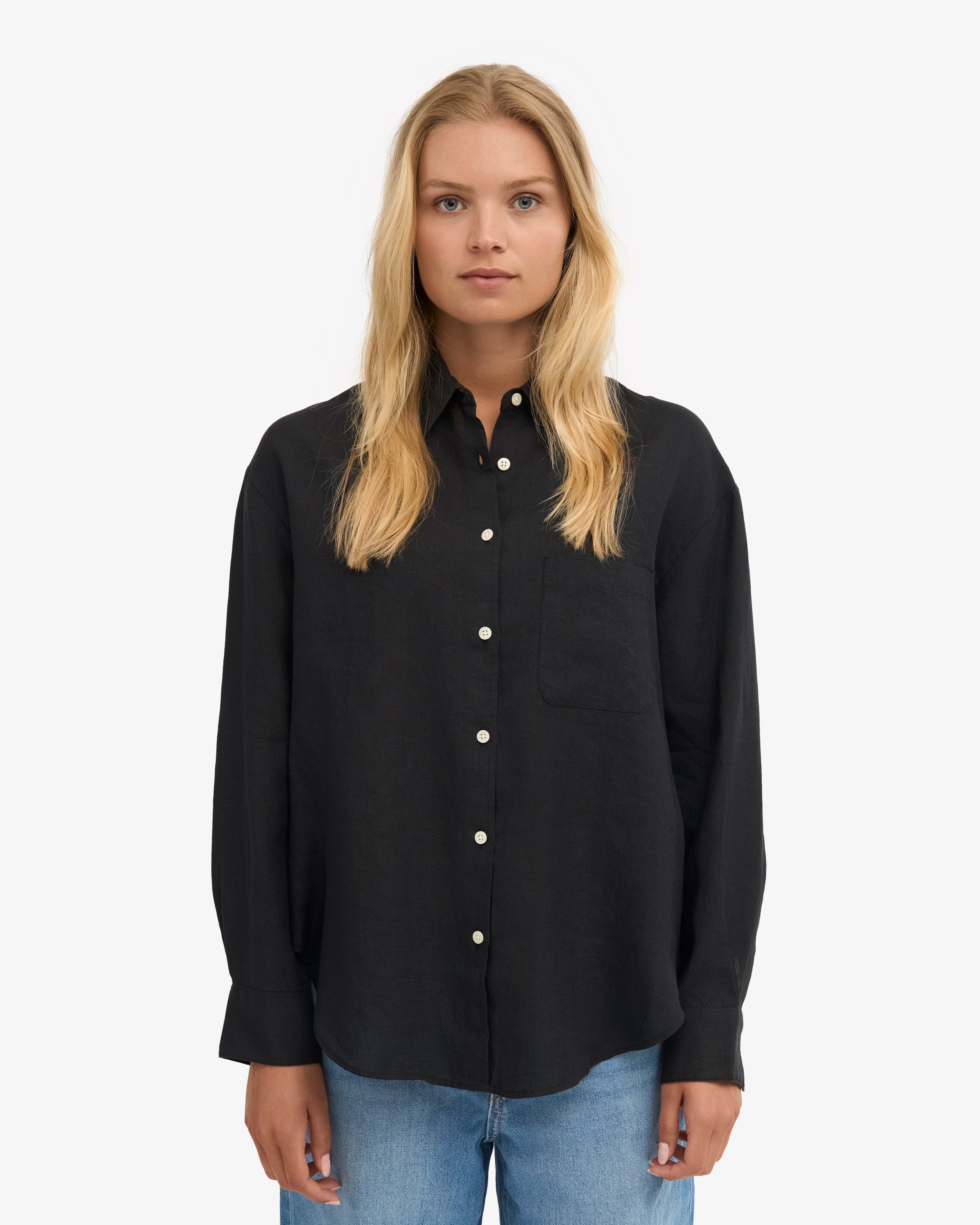 Linen Oversized Shirt - Deep Black