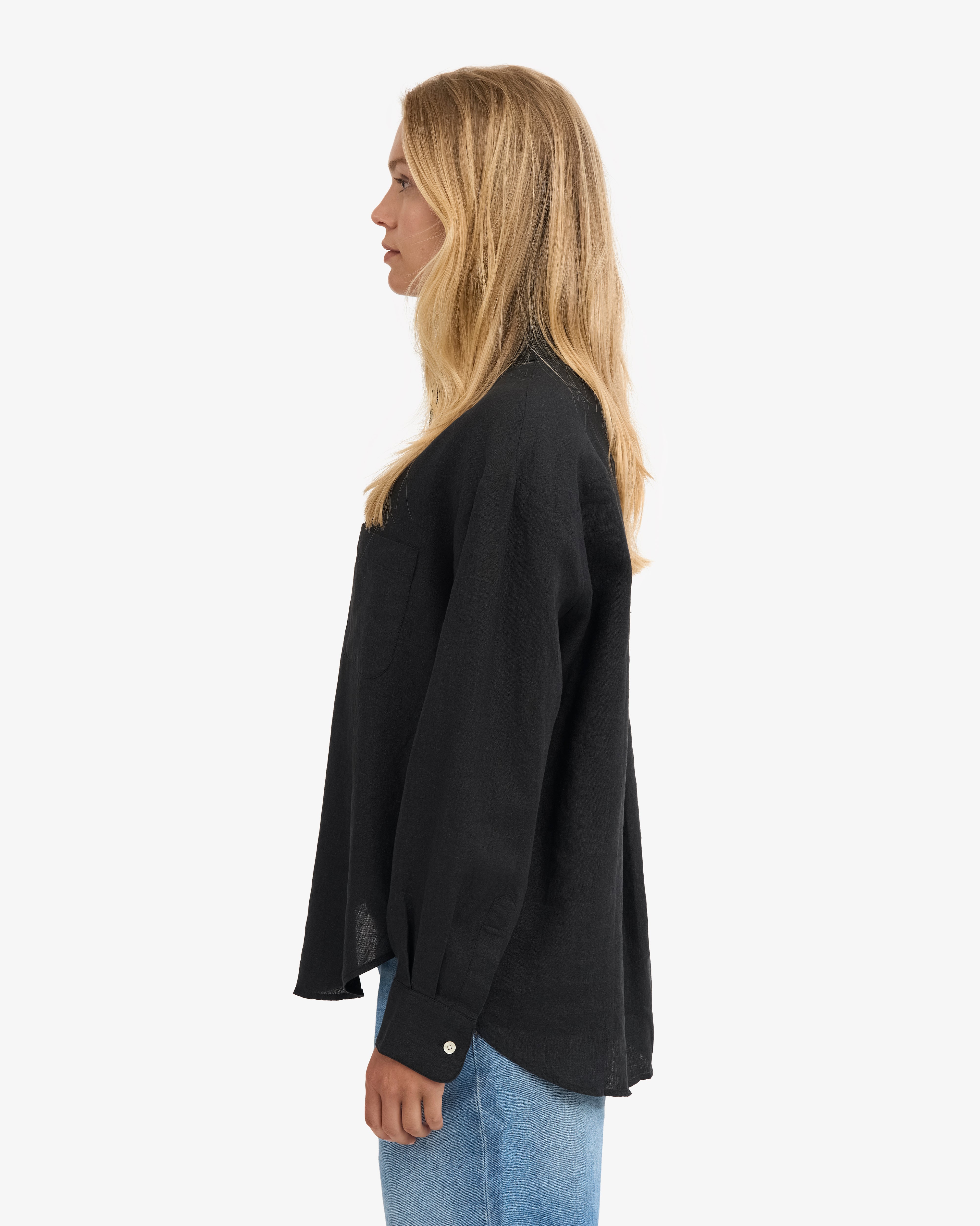 Linen Oversized Shirt - Deep Black