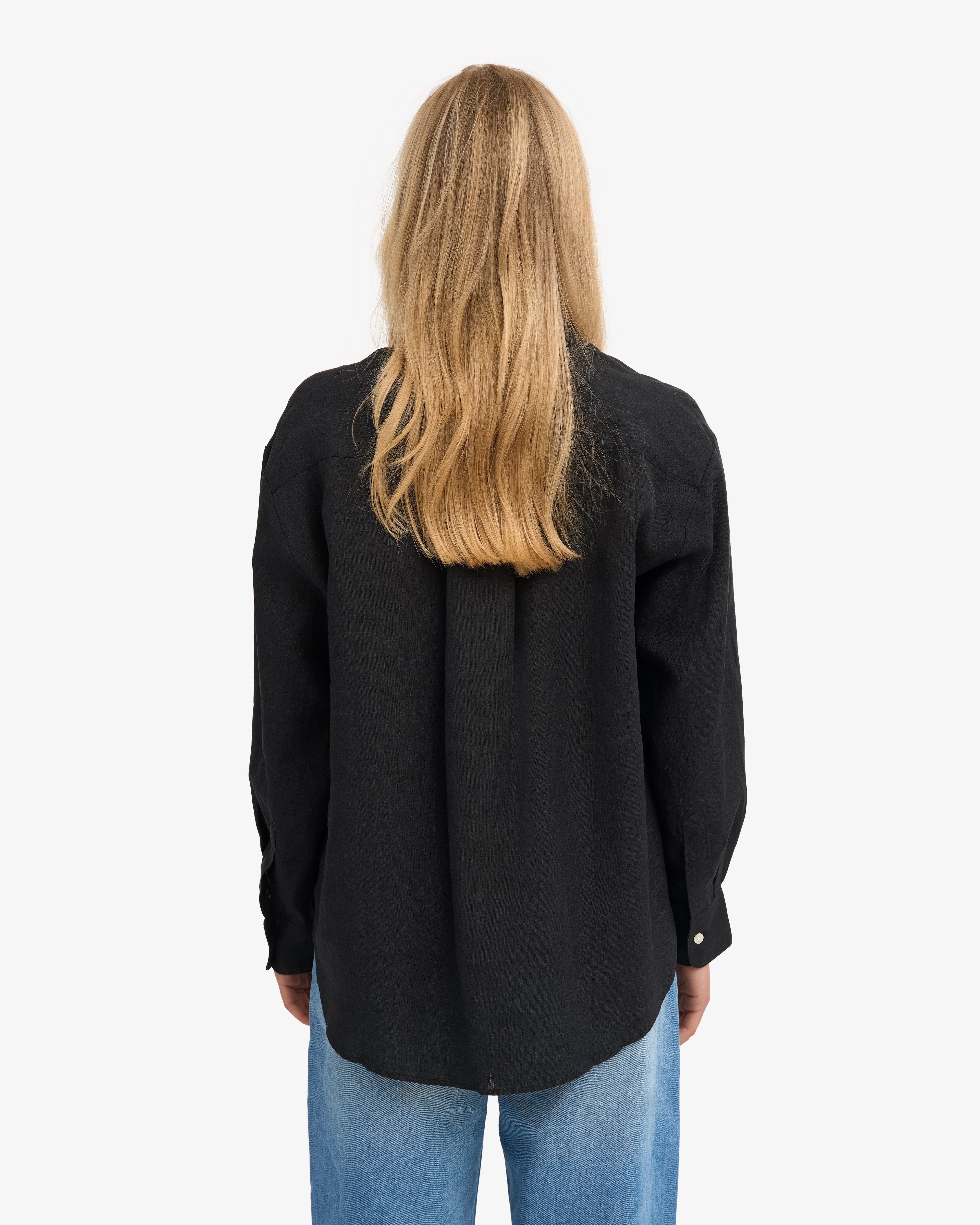 Linen Oversized Shirt - Deep Black