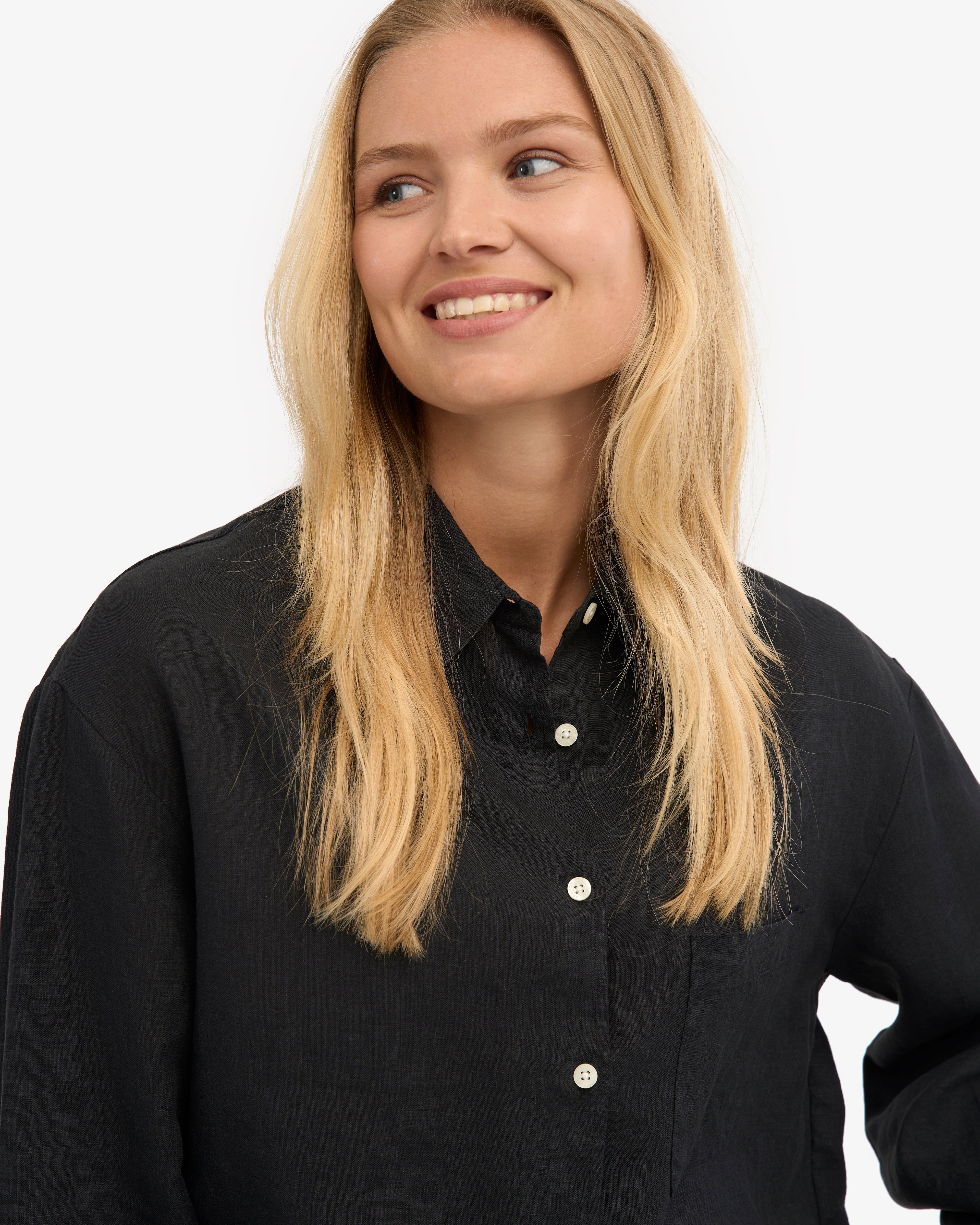 Linen Oversized Shirt - Deep Black