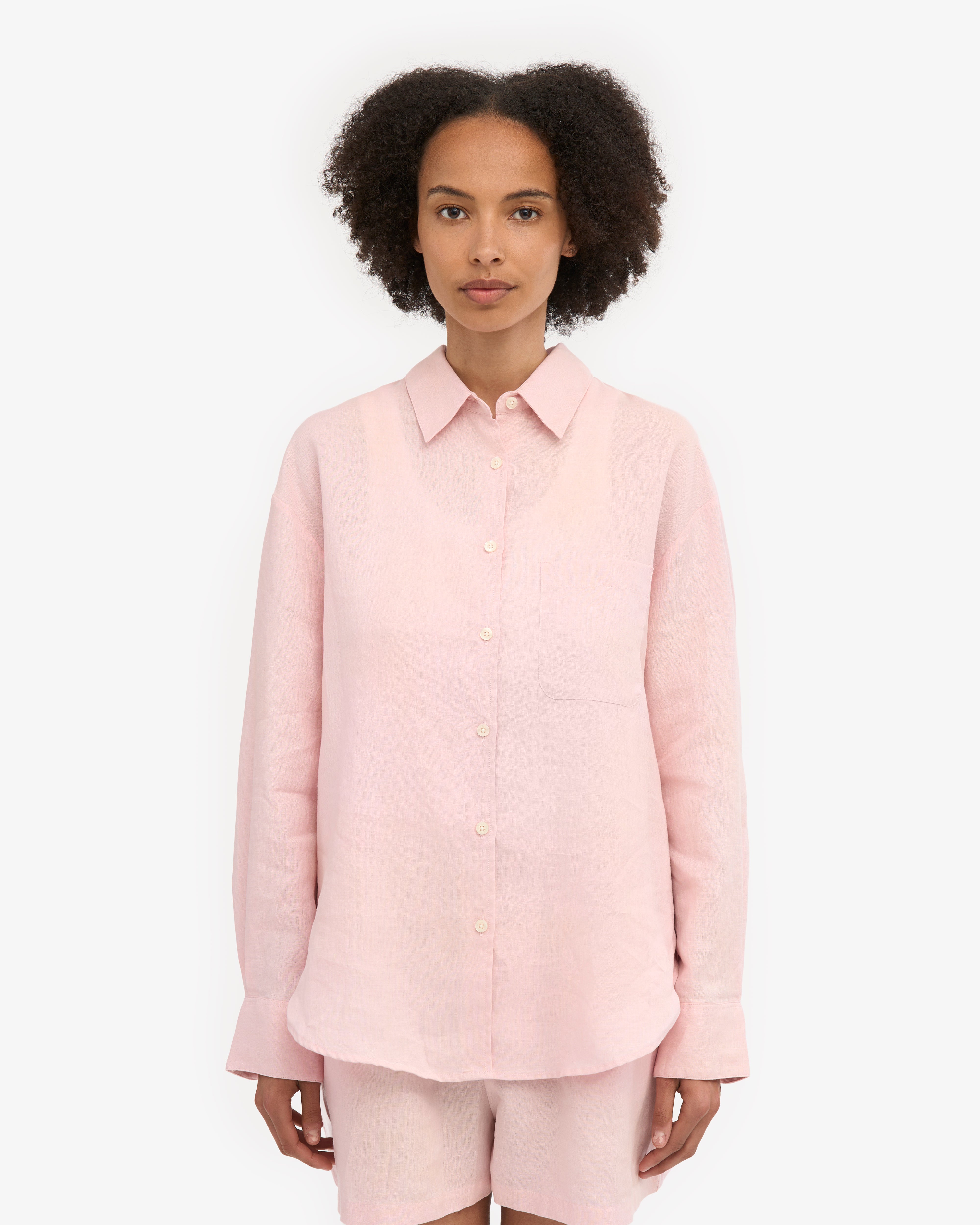 Linen Oversized Shirt - Faded Pink