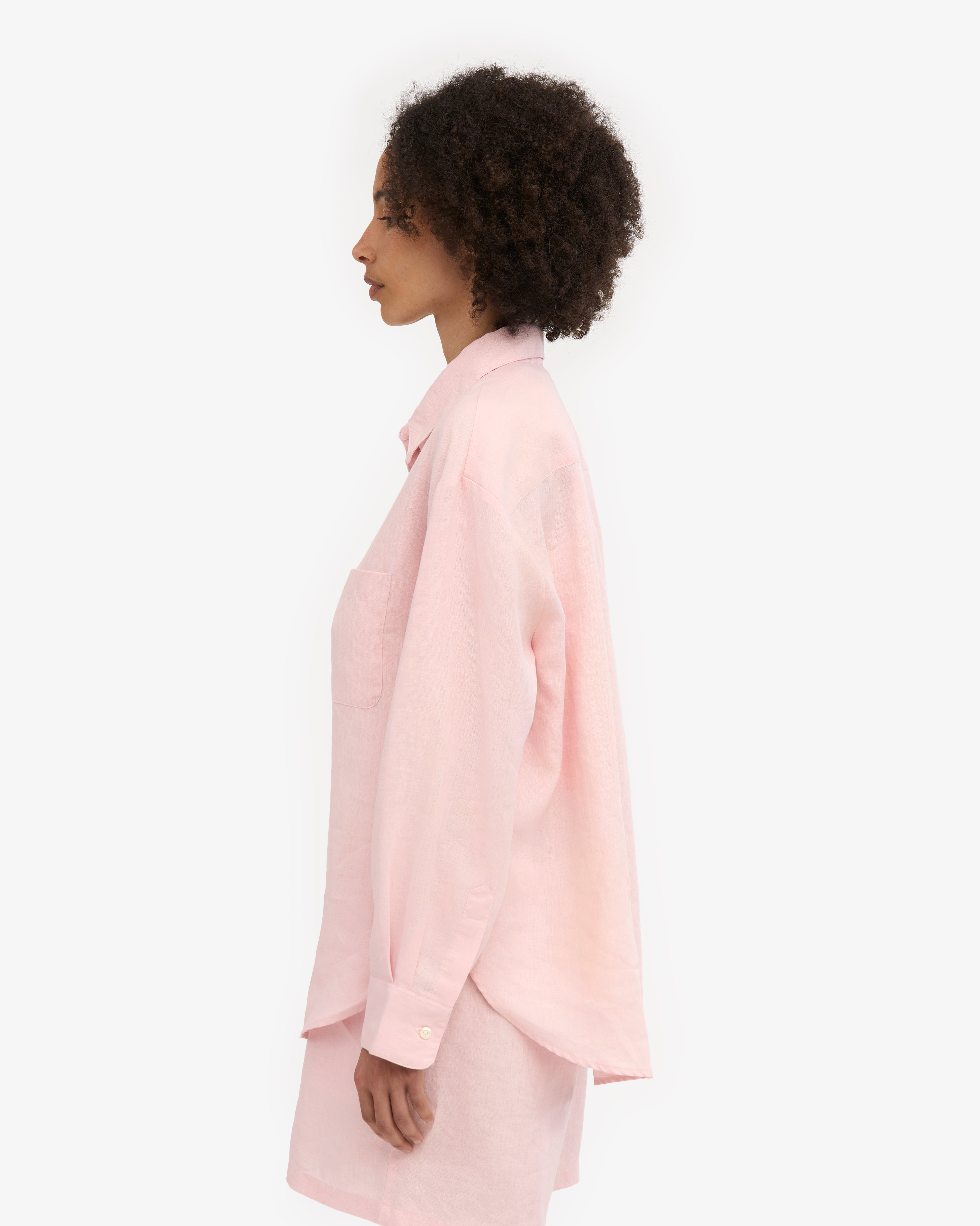 Linen Oversized Shirt - Faded Pink