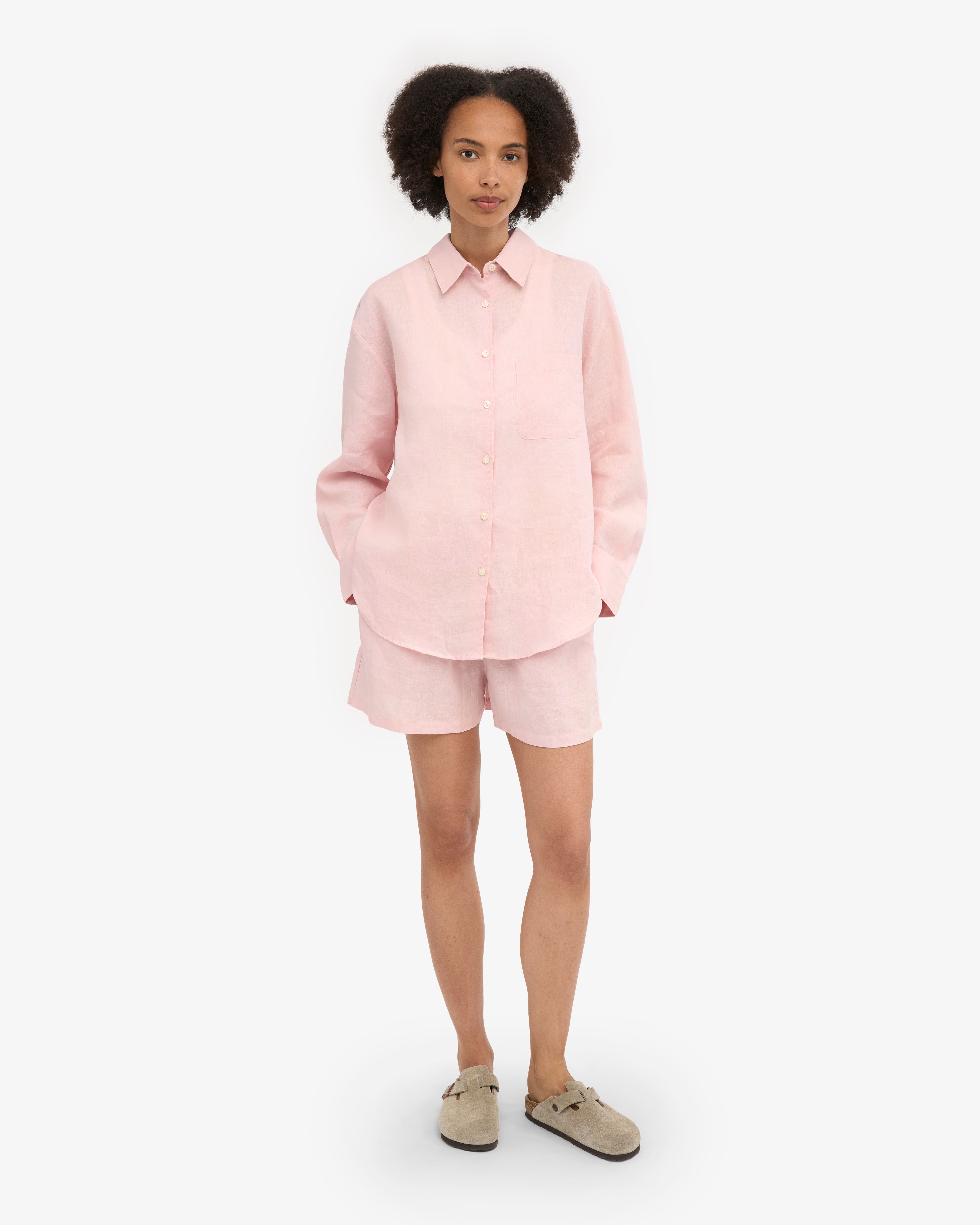 Linen Oversized Shirt - Faded Pink