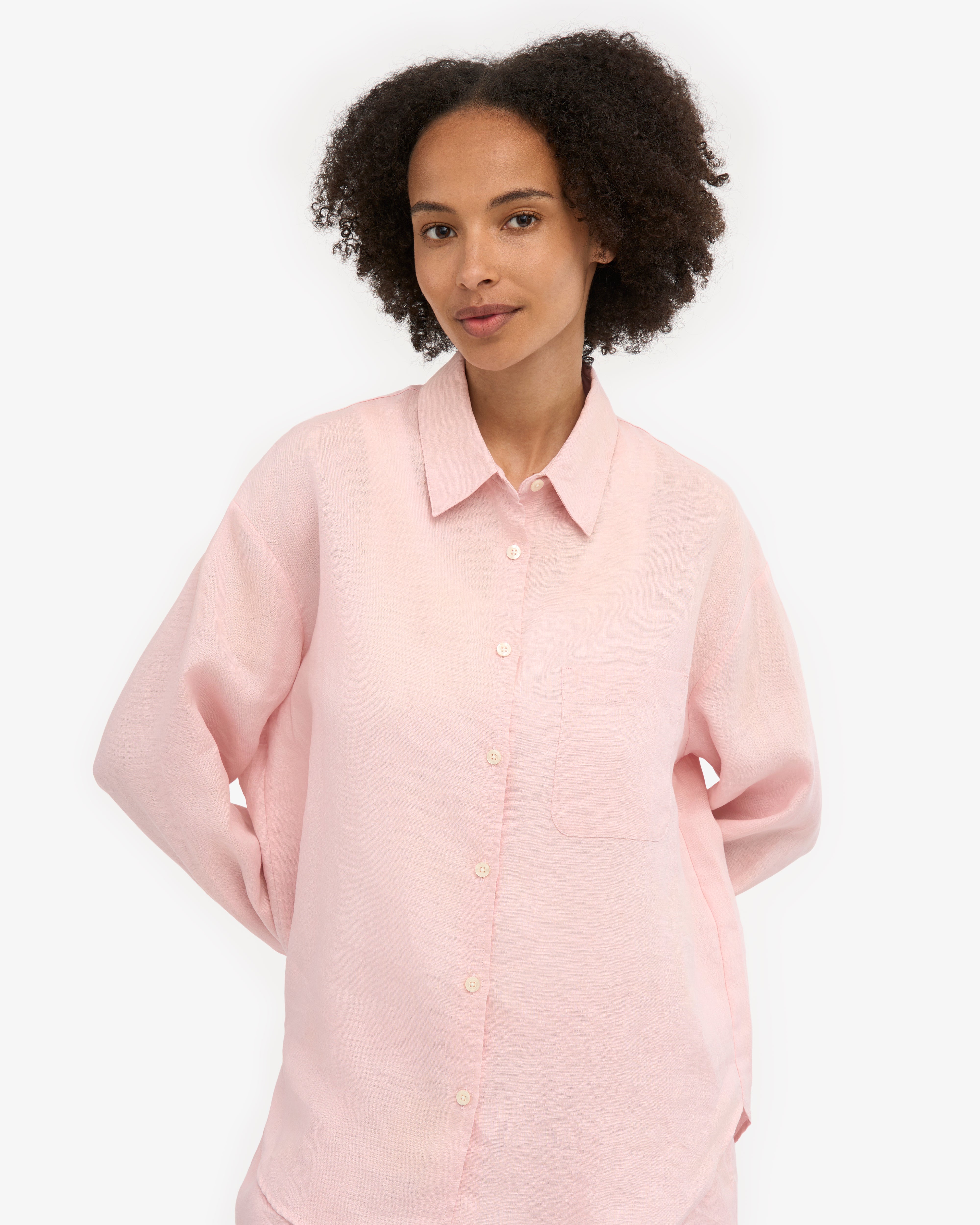 Linen Oversized Shirt - Faded Pink