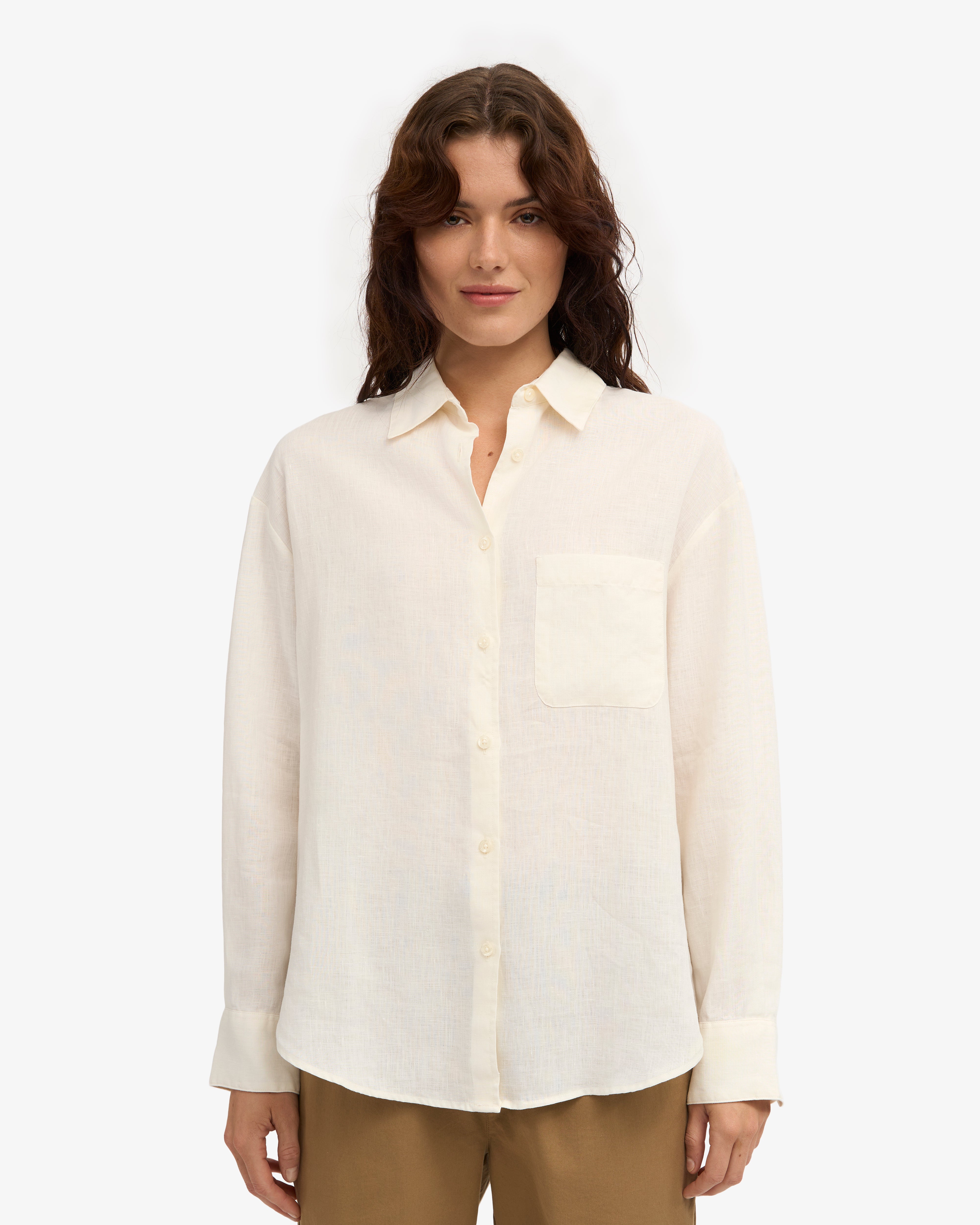 Linen Oversized Shirt - Ivory White