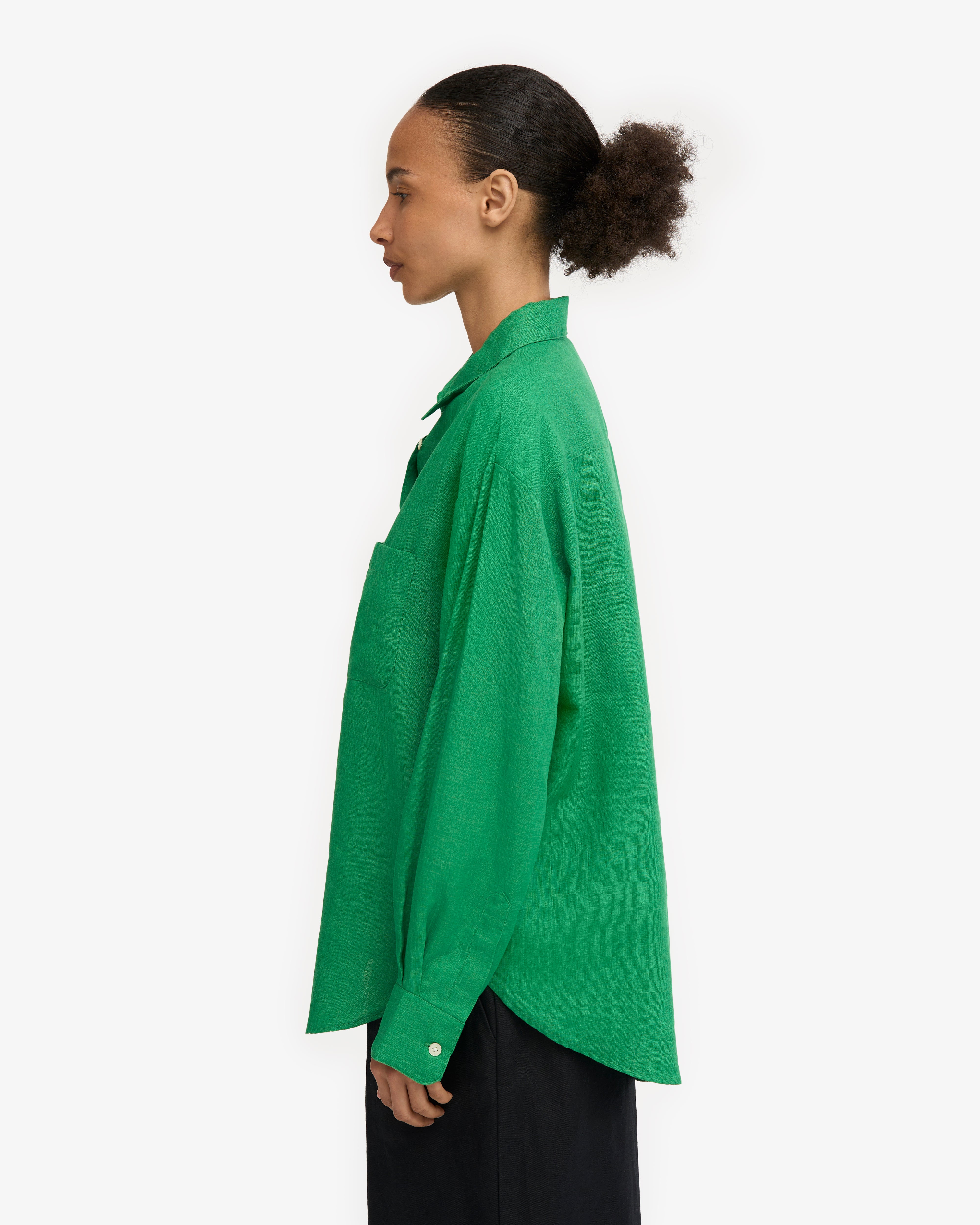 Linen Oversized Shirt - Kelly Green
