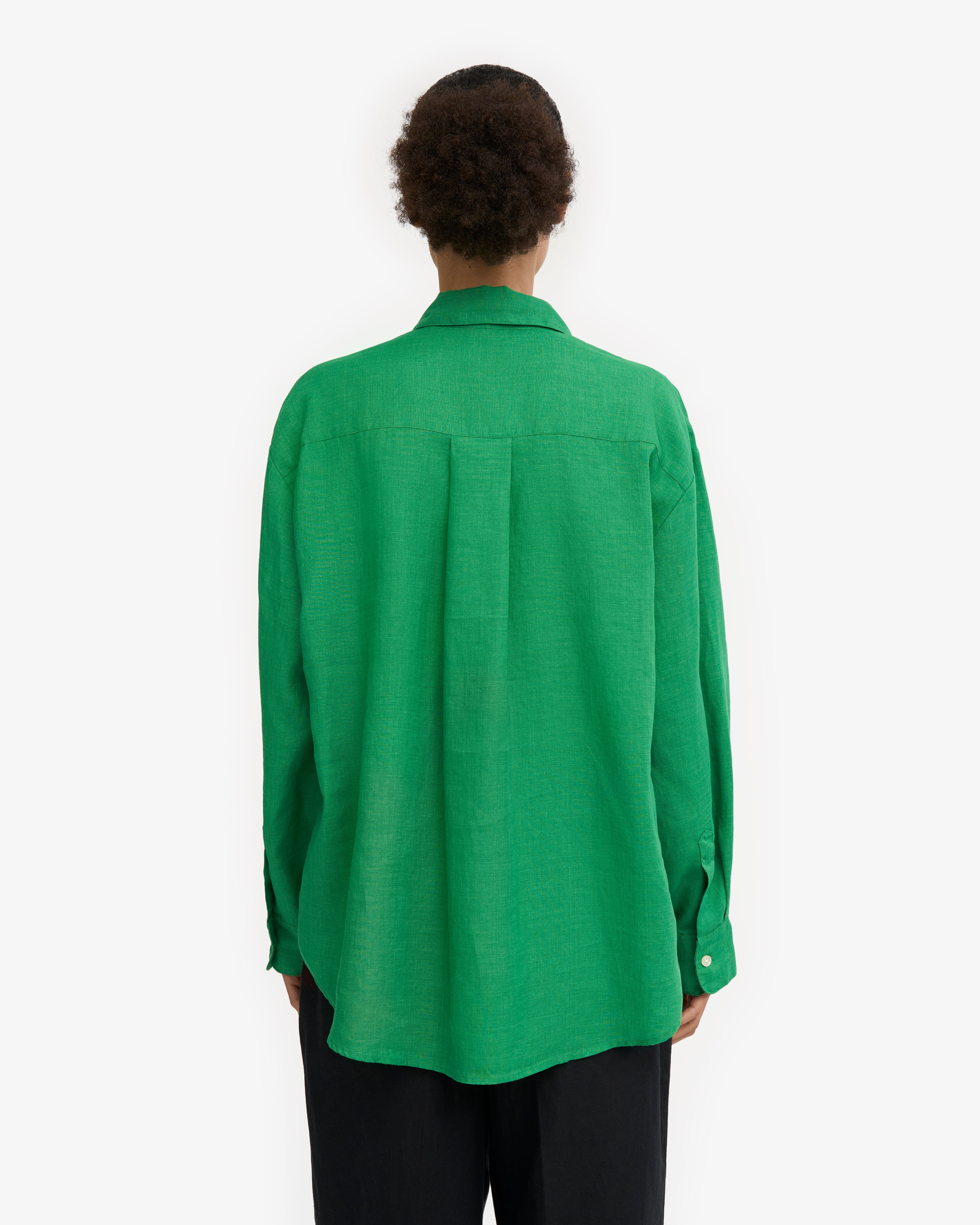 Linen Oversized Shirt - Kelly Green