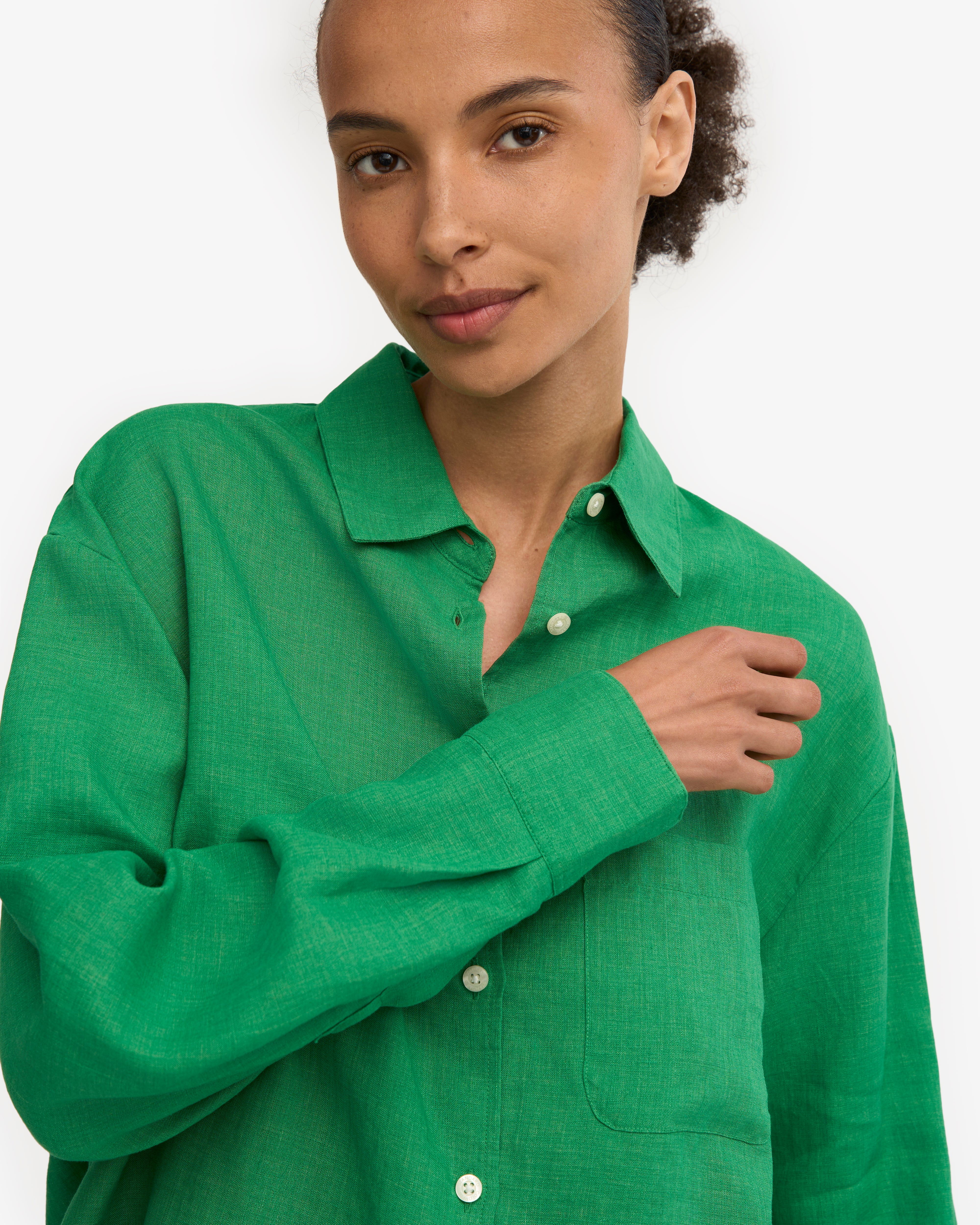 Linen Oversized Shirt - Kelly Green