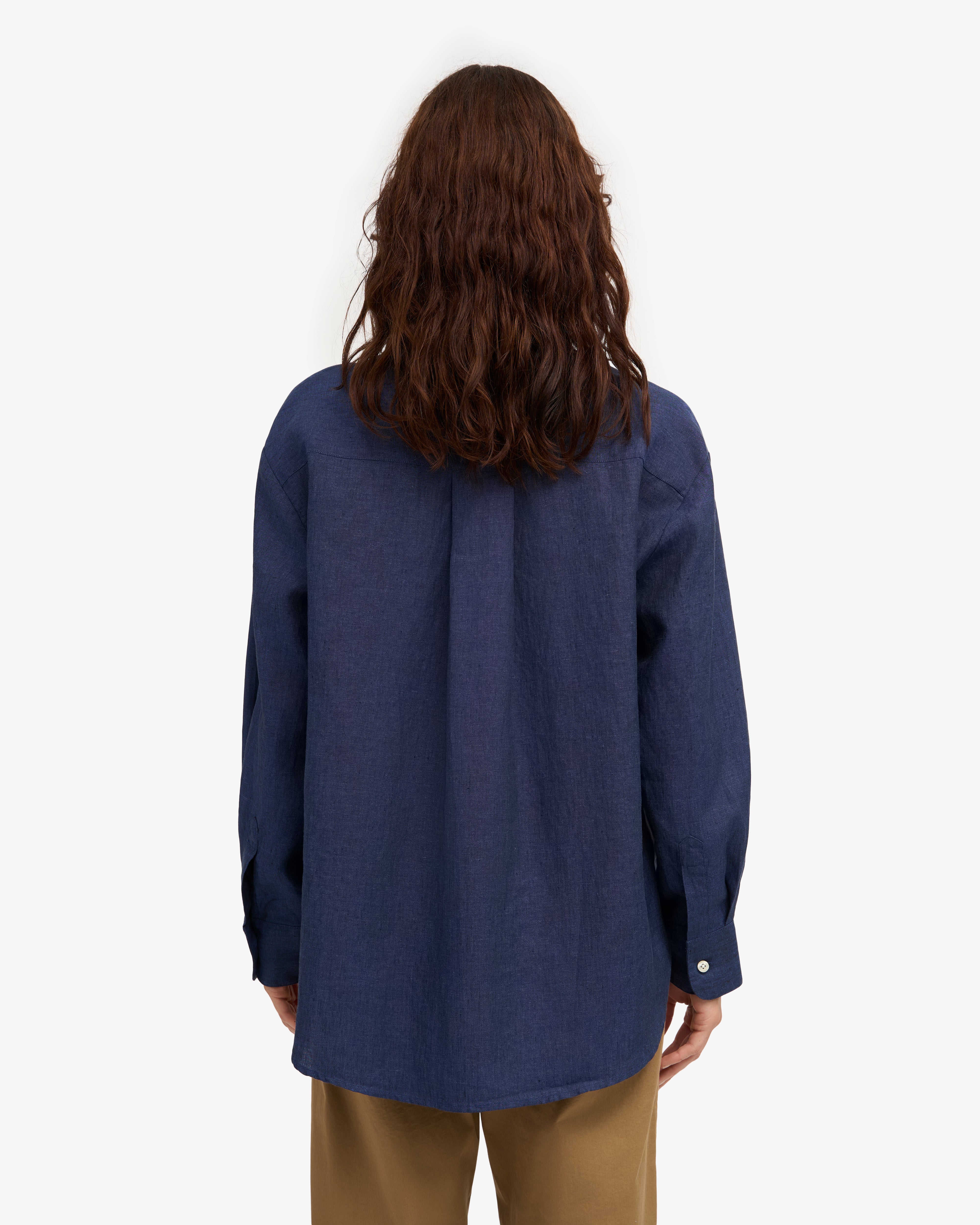 Linen Oversized Shirt - Marine Blue