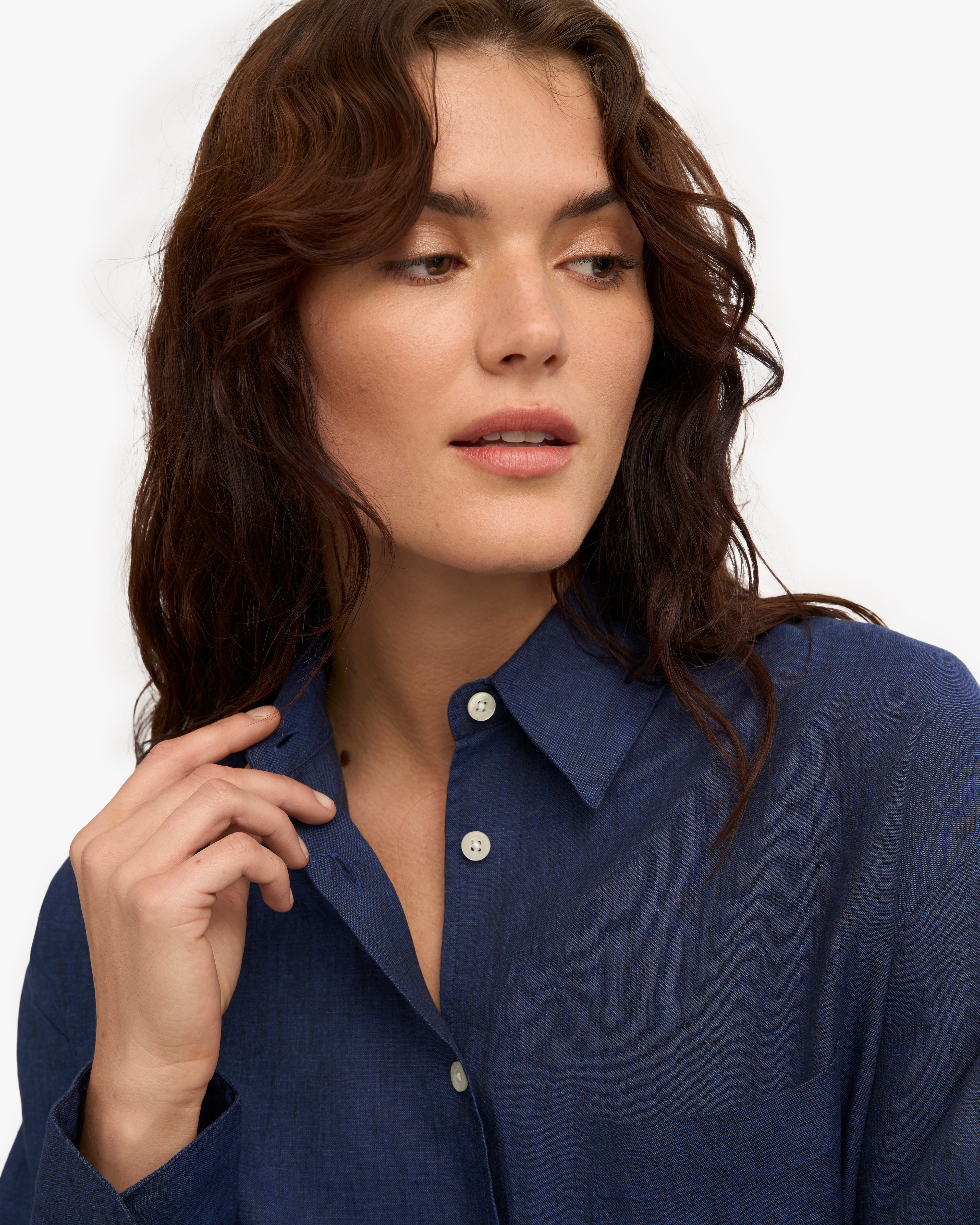 Linen Oversized Shirt - Marine Blue