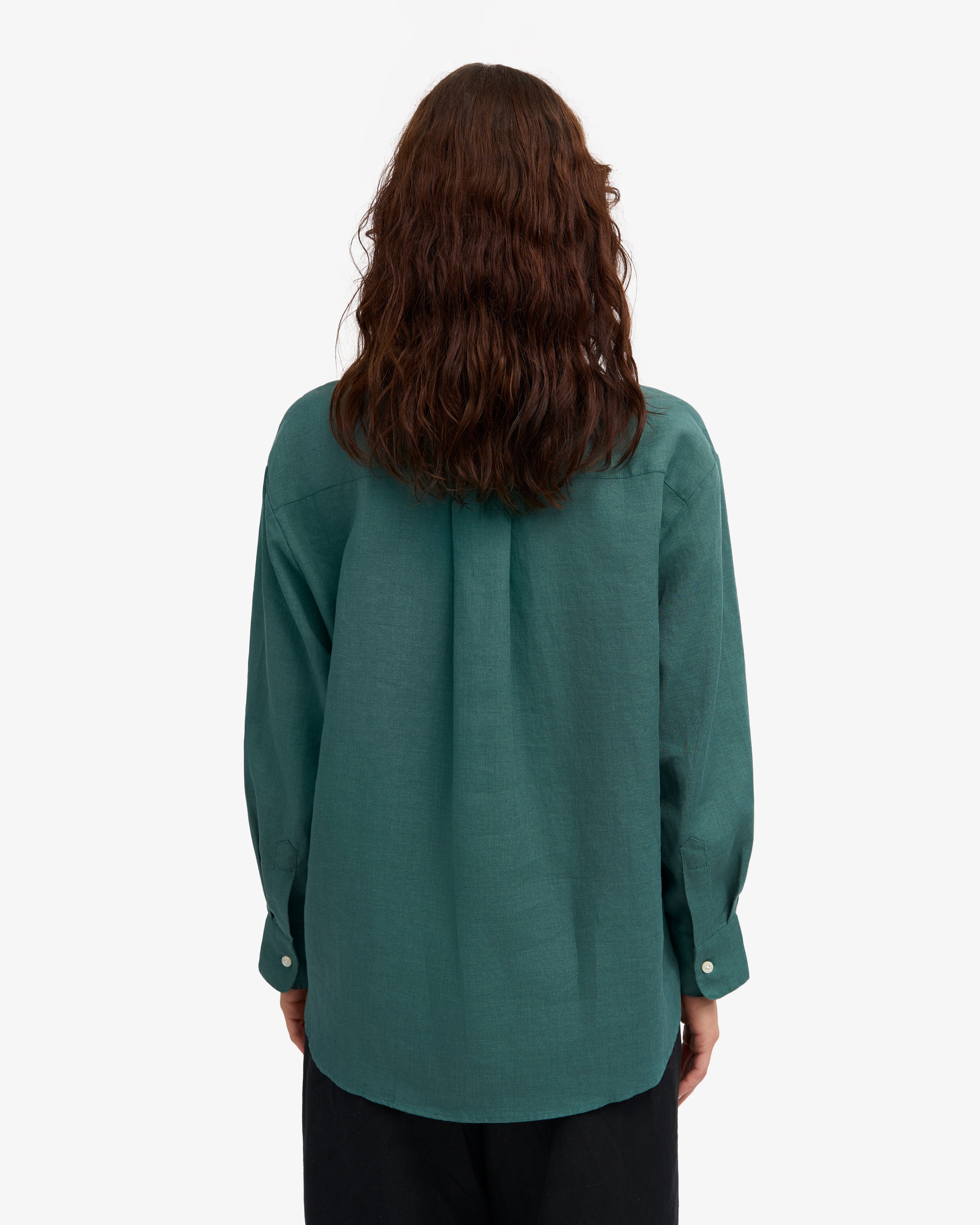 Linen Oversized Shirt - Ocean Green