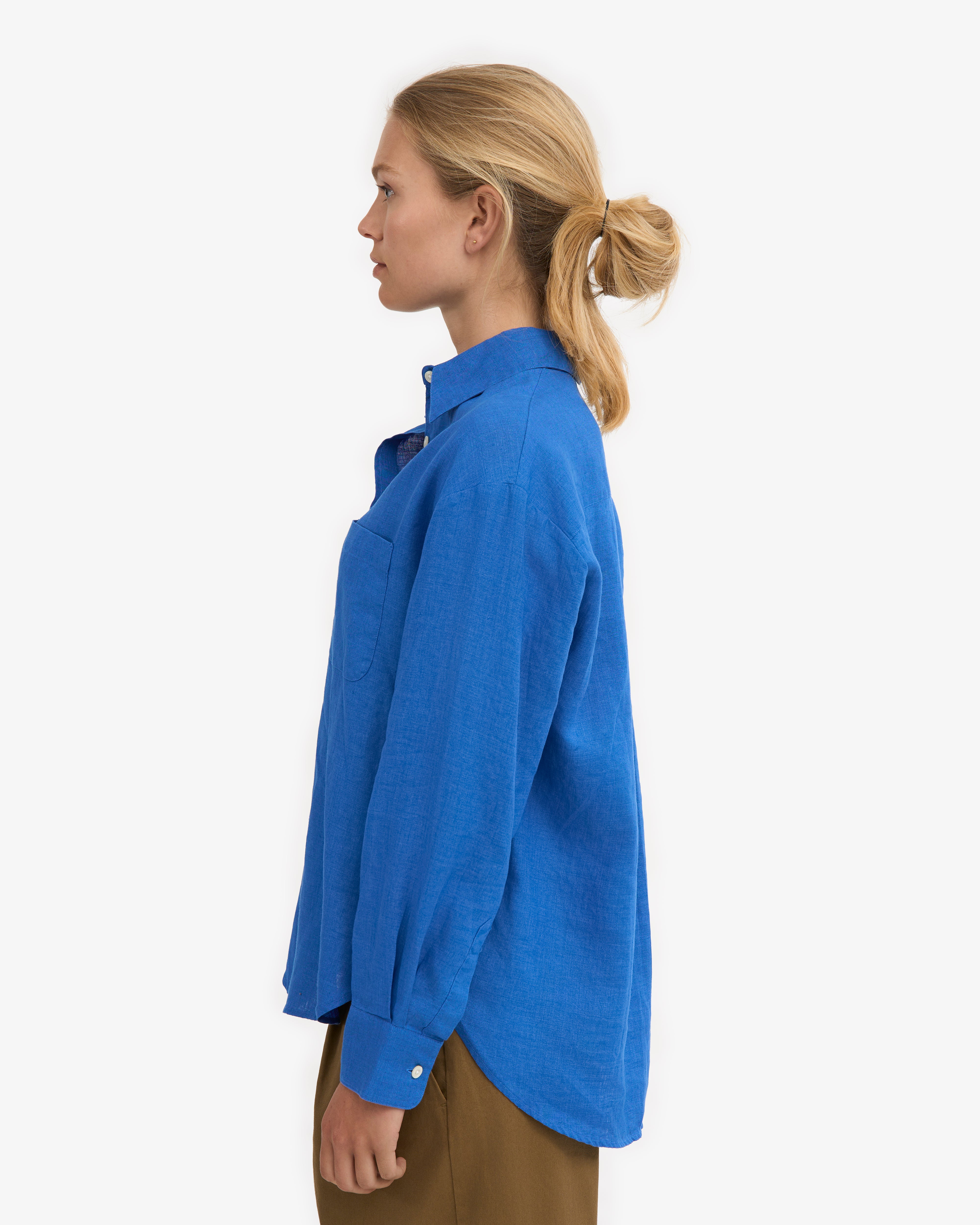 Linen Oversized Shirt - Pacific Blue