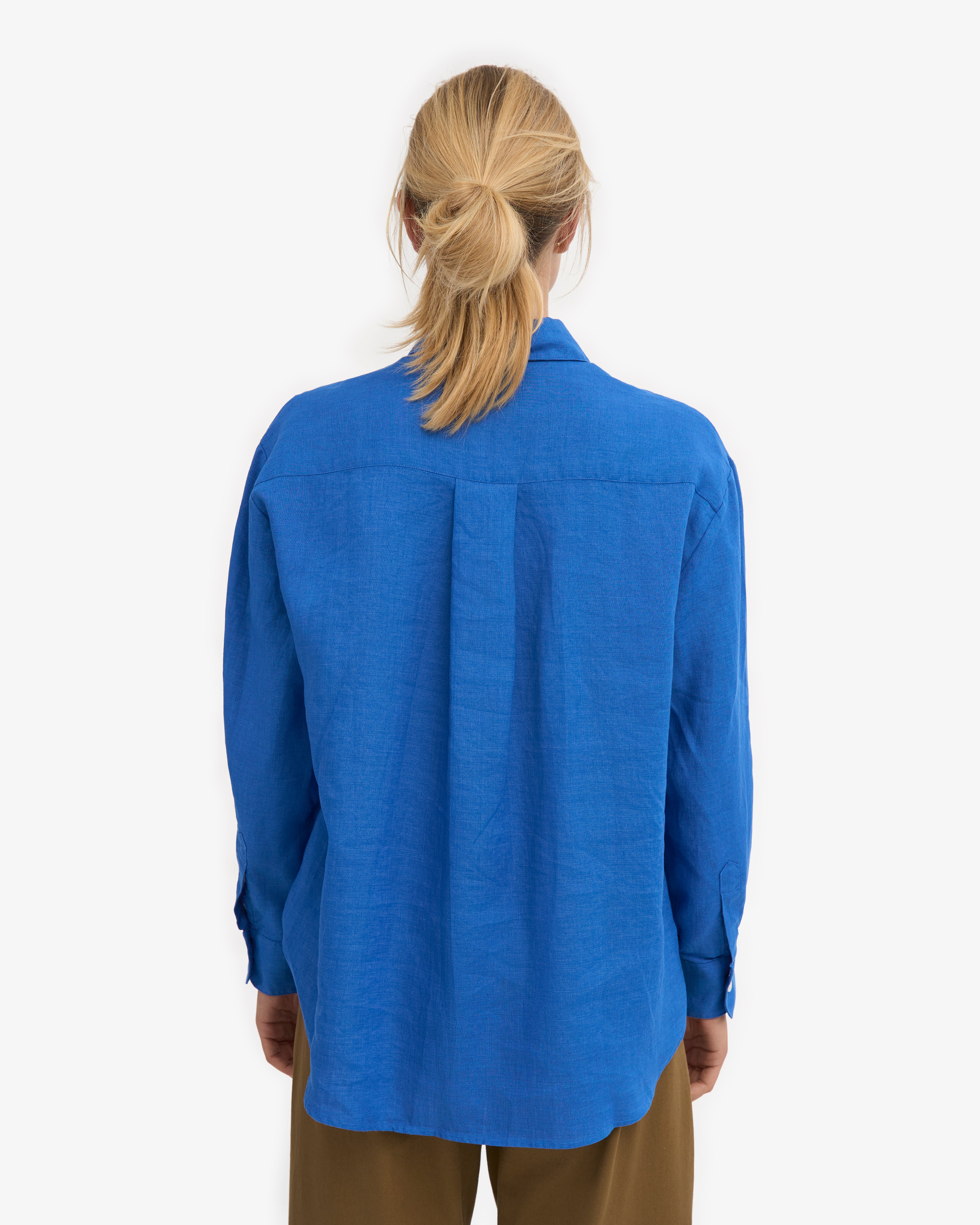 Linen Oversized Shirt - Pacific Blue