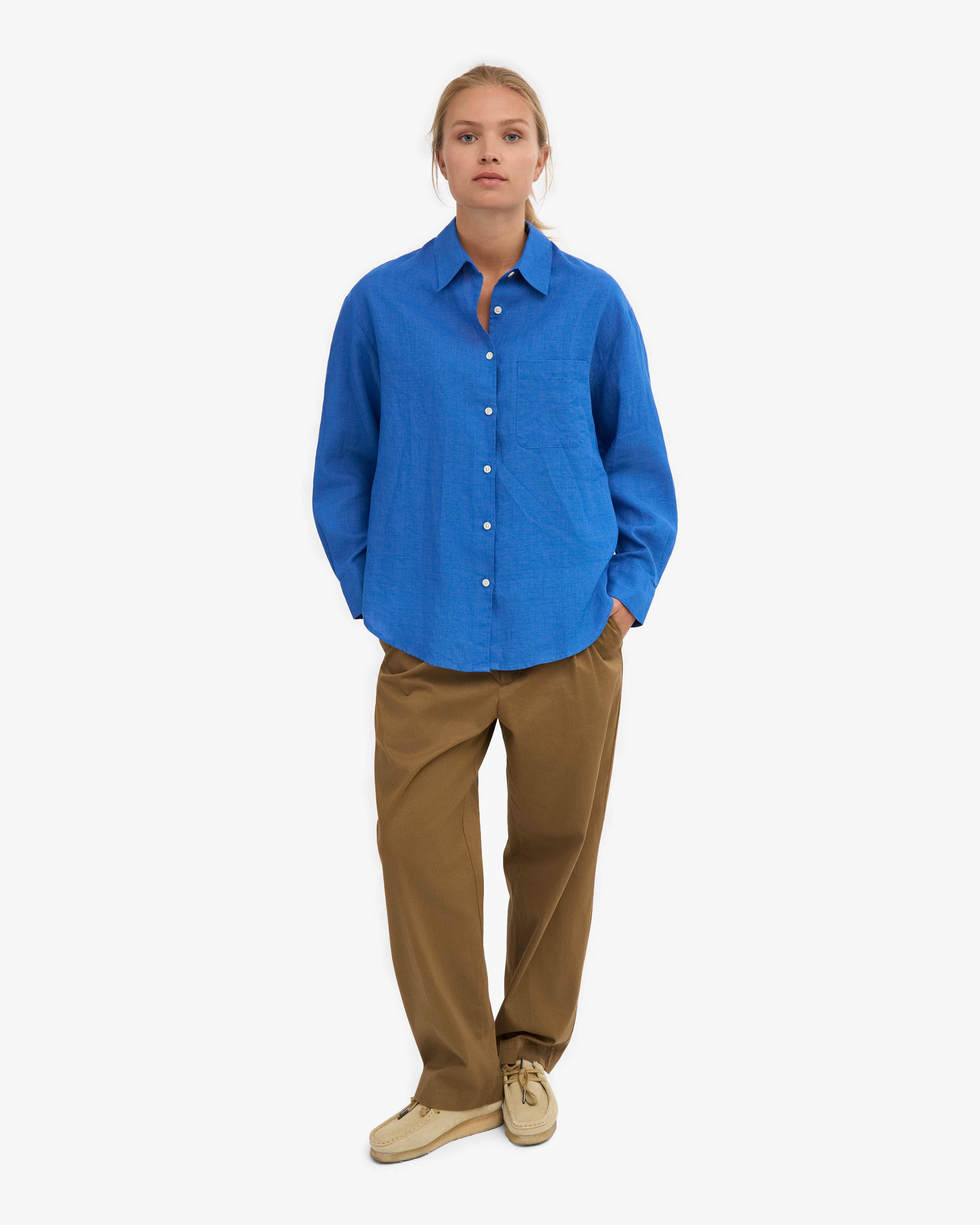 Linen Oversized Shirt - Pacific Blue