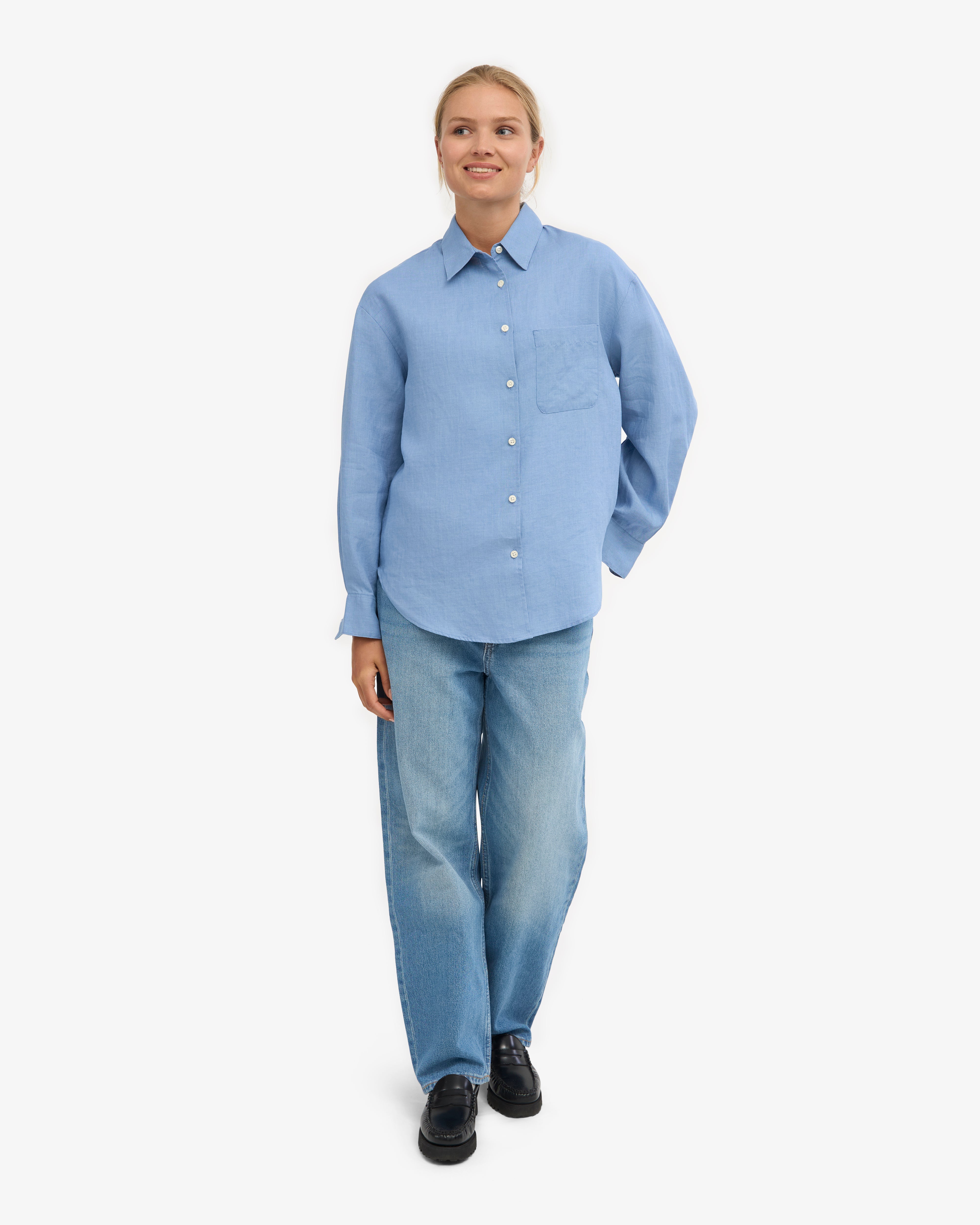 Linen Oversized Shirt - Seaside Blue