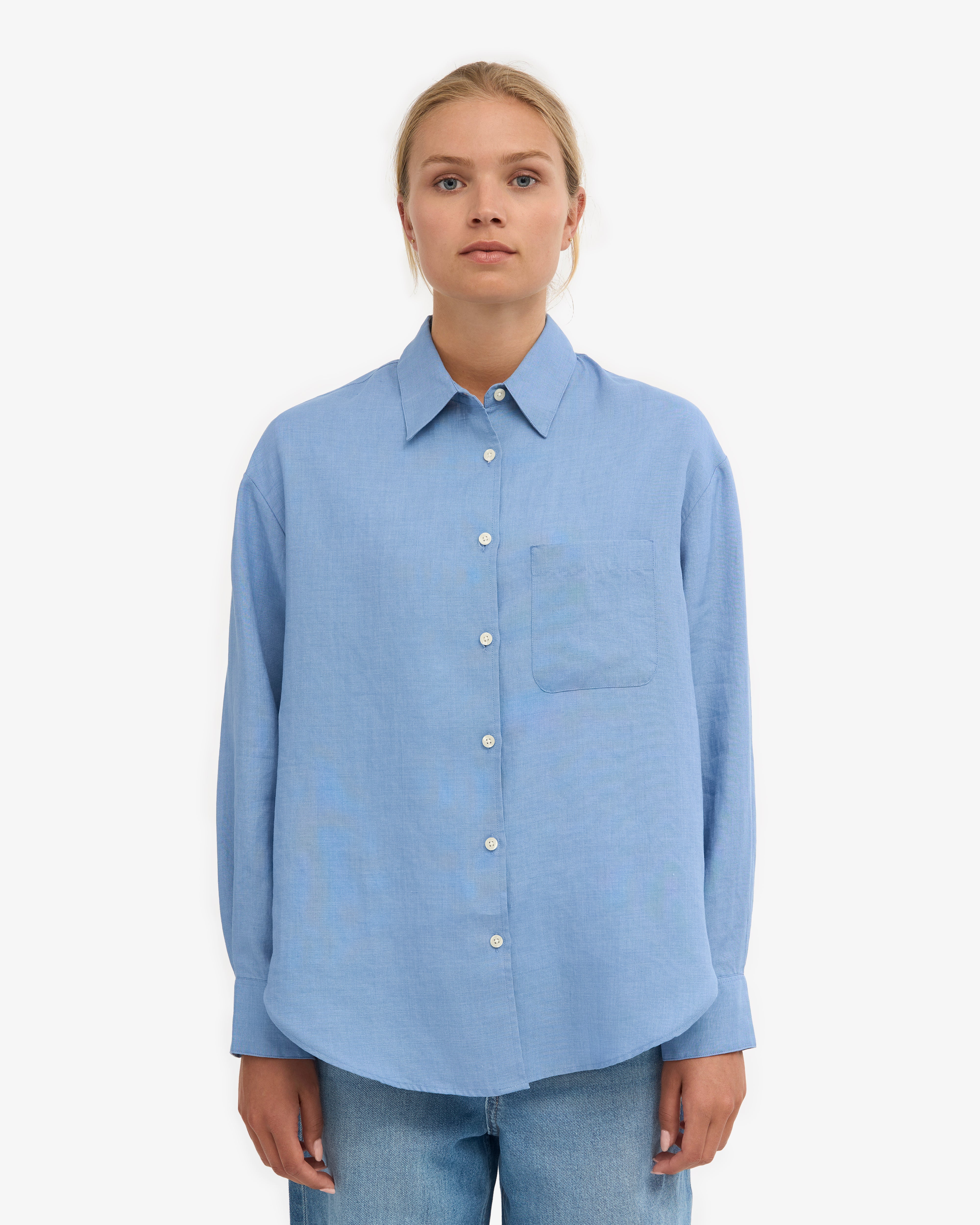Linen Oversized Shirt - Seaside Blue