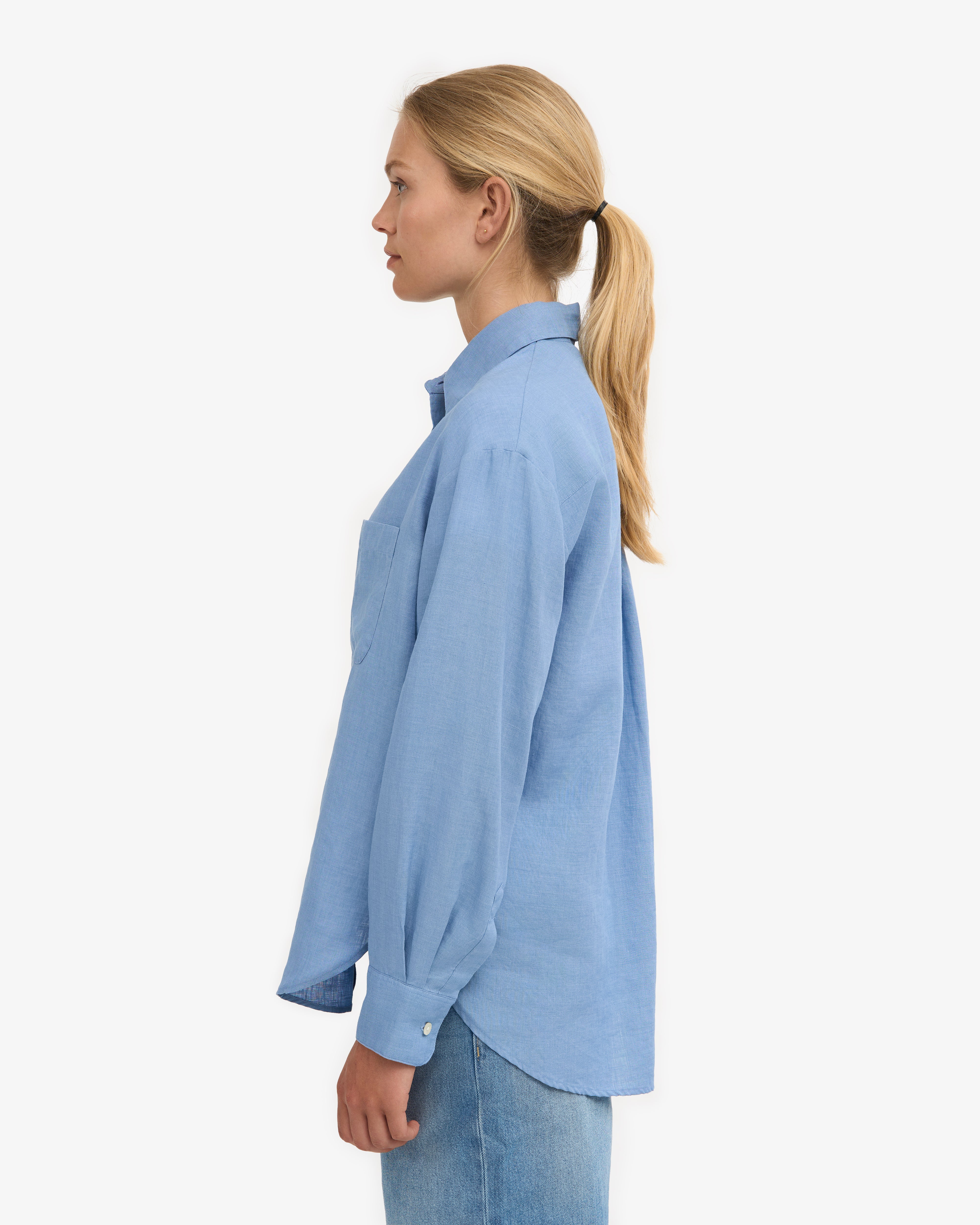 Linen Oversized Shirt - Seaside Blue