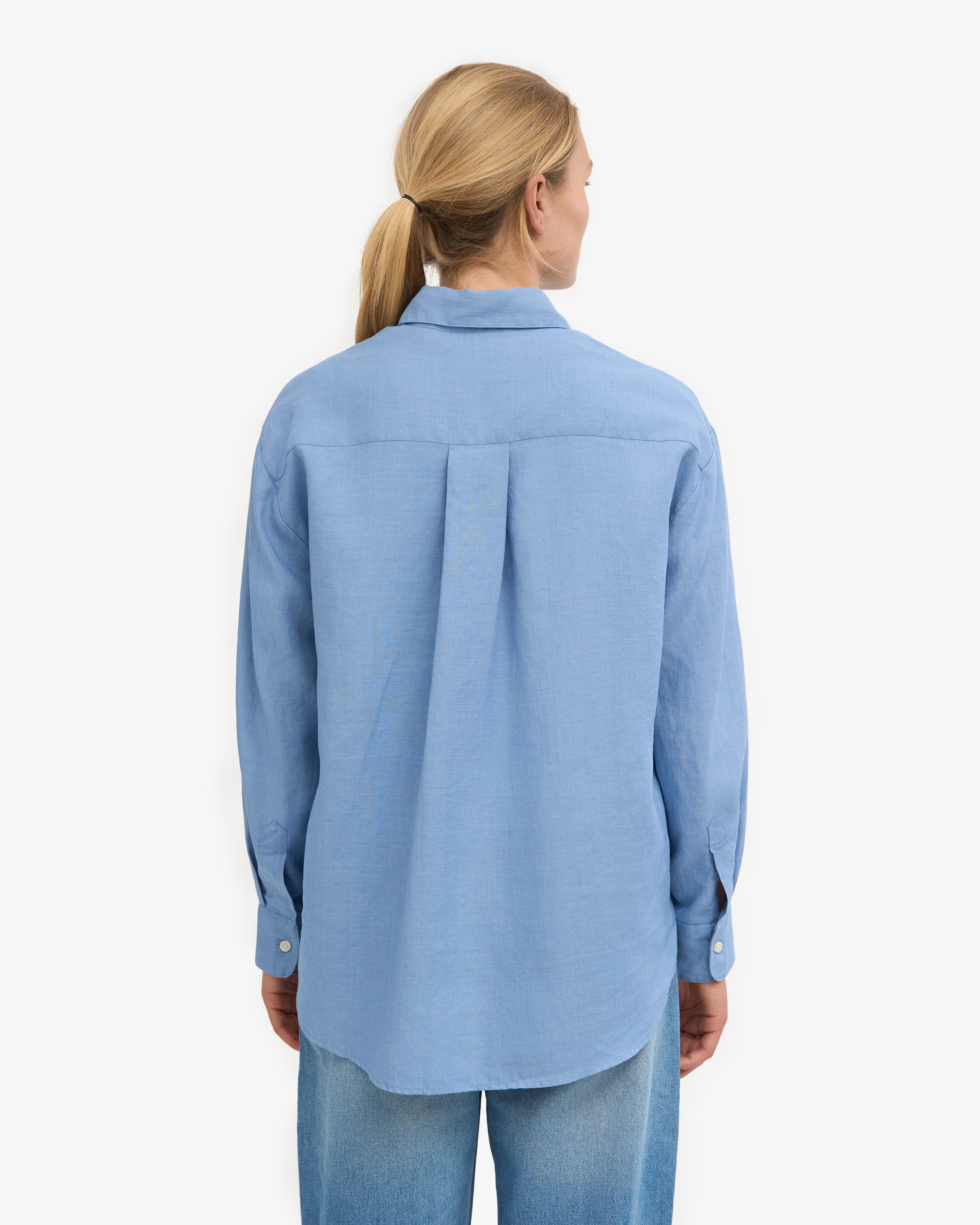 Linen Oversized Shirt - Seaside Blue