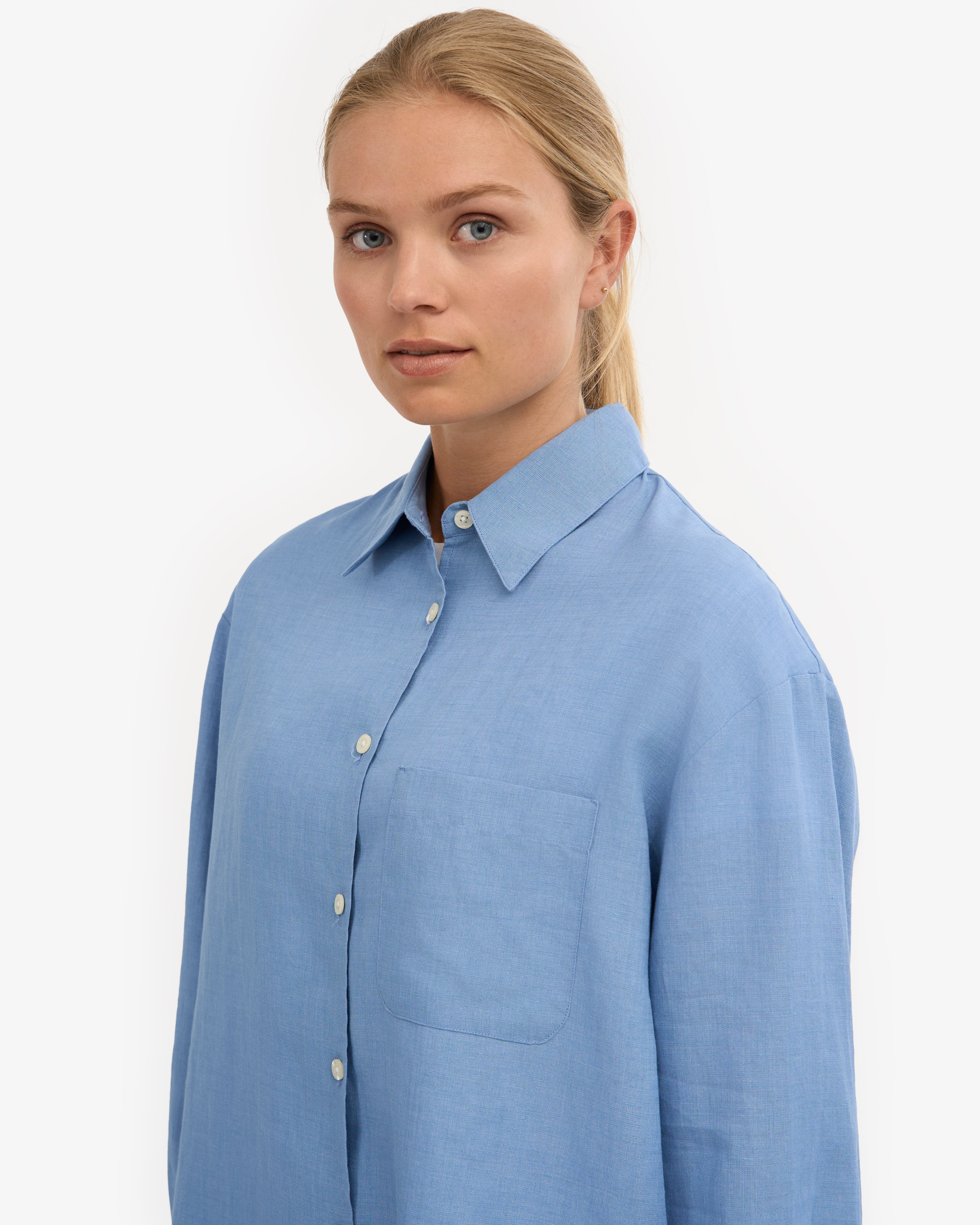 Linen Oversized Shirt - Seaside Blue