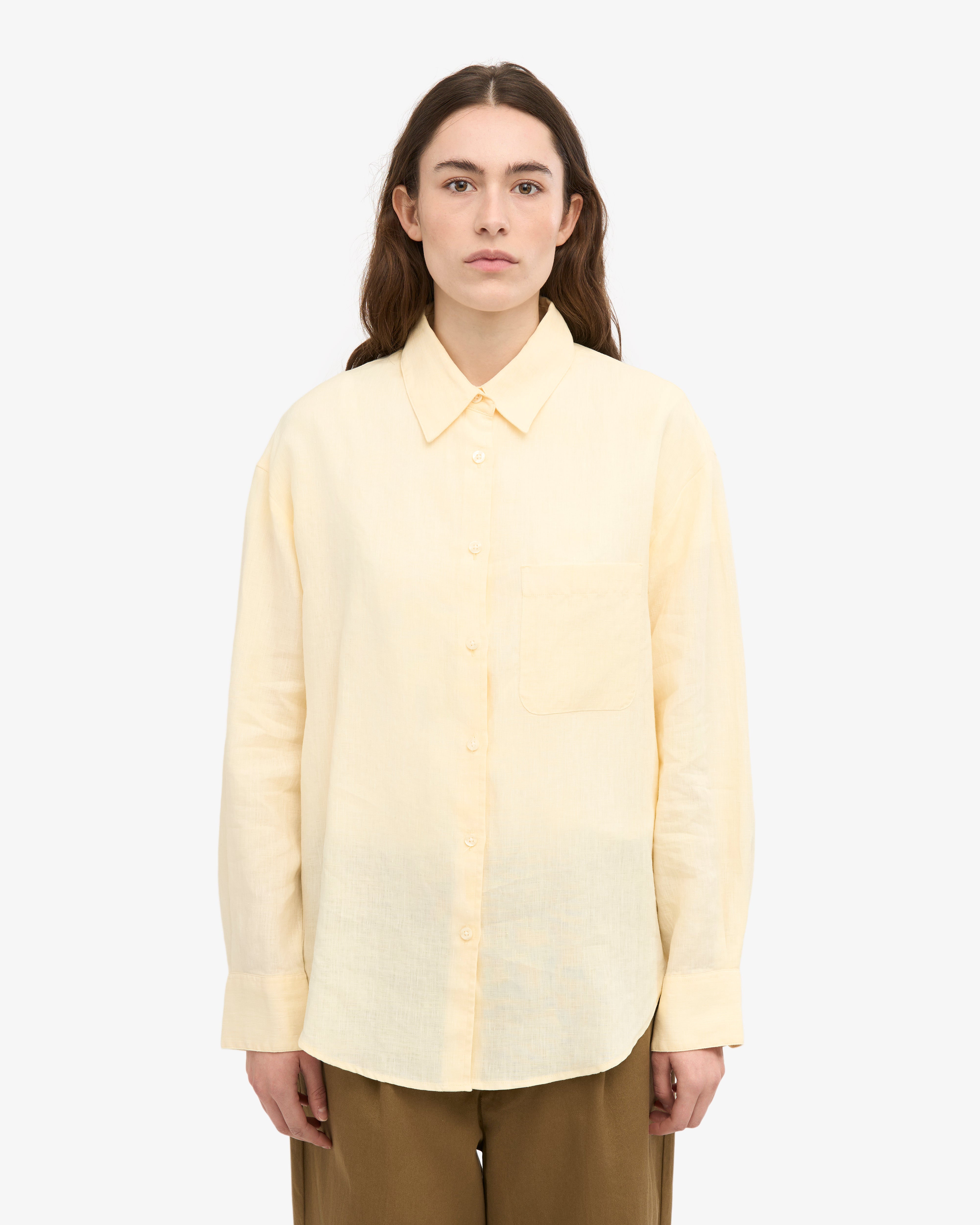 Linen Oversized Shirt - Soft Yellow