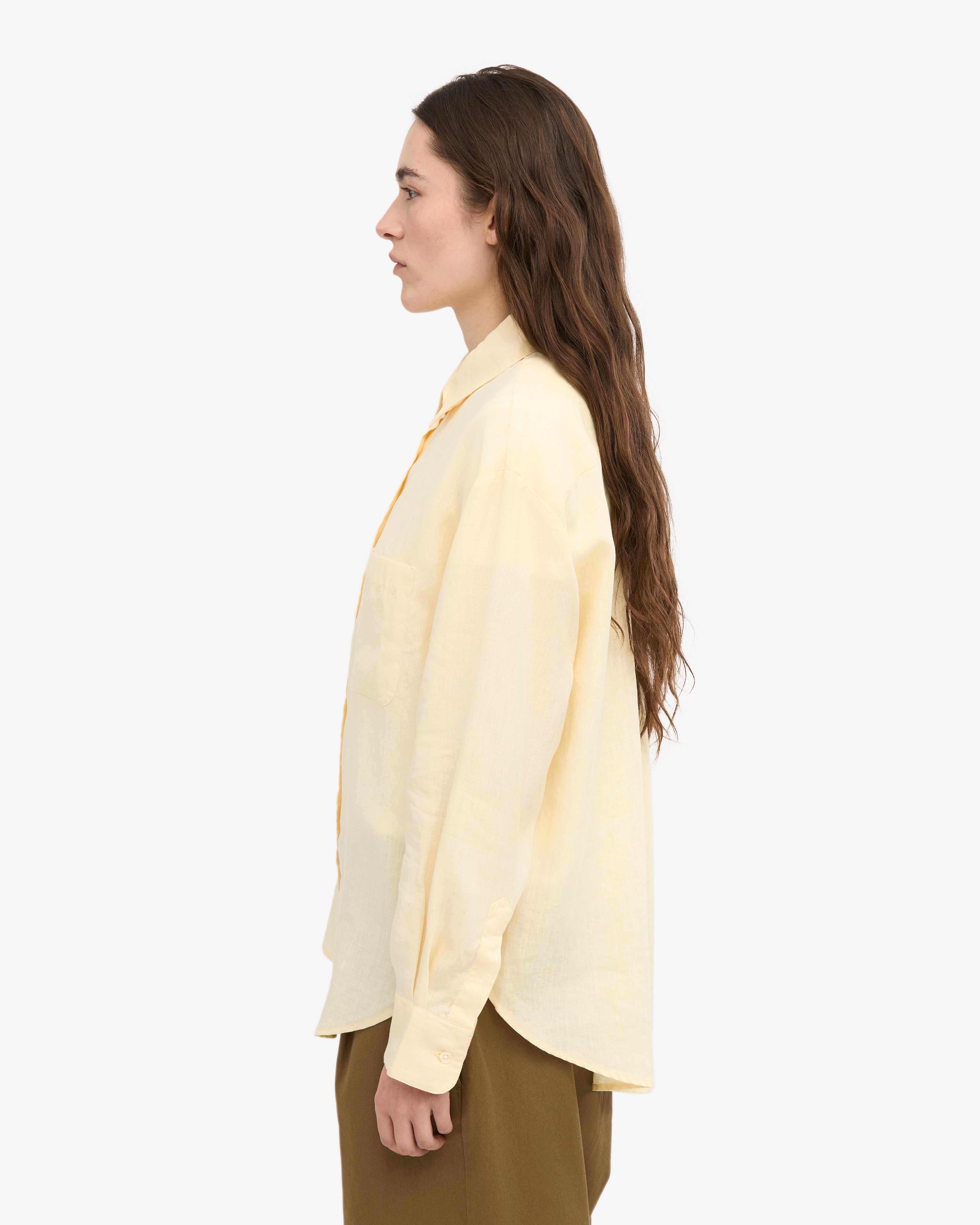 Linen Oversized Shirt - Soft Yellow
