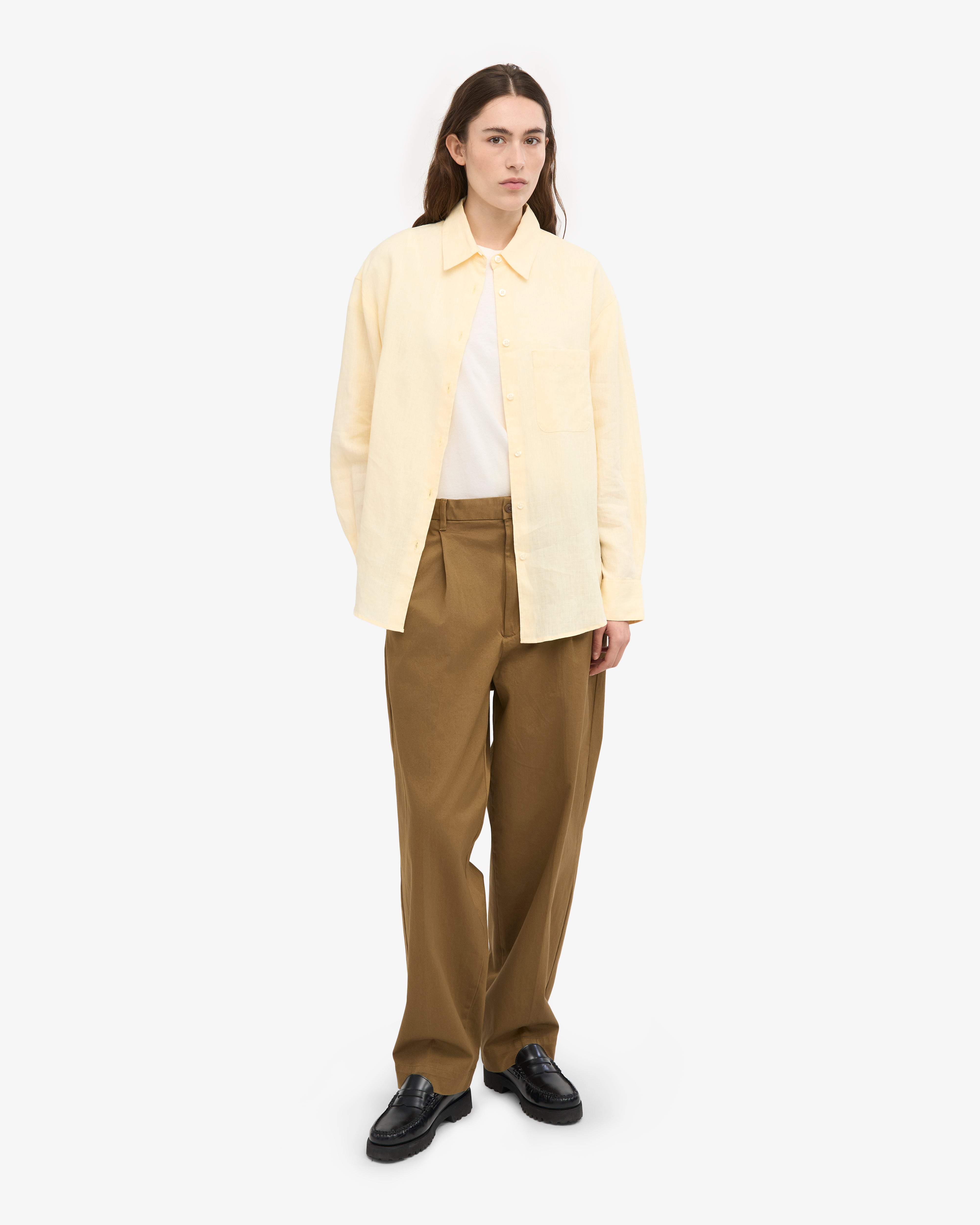 Linen Oversized Shirt - Soft Yellow