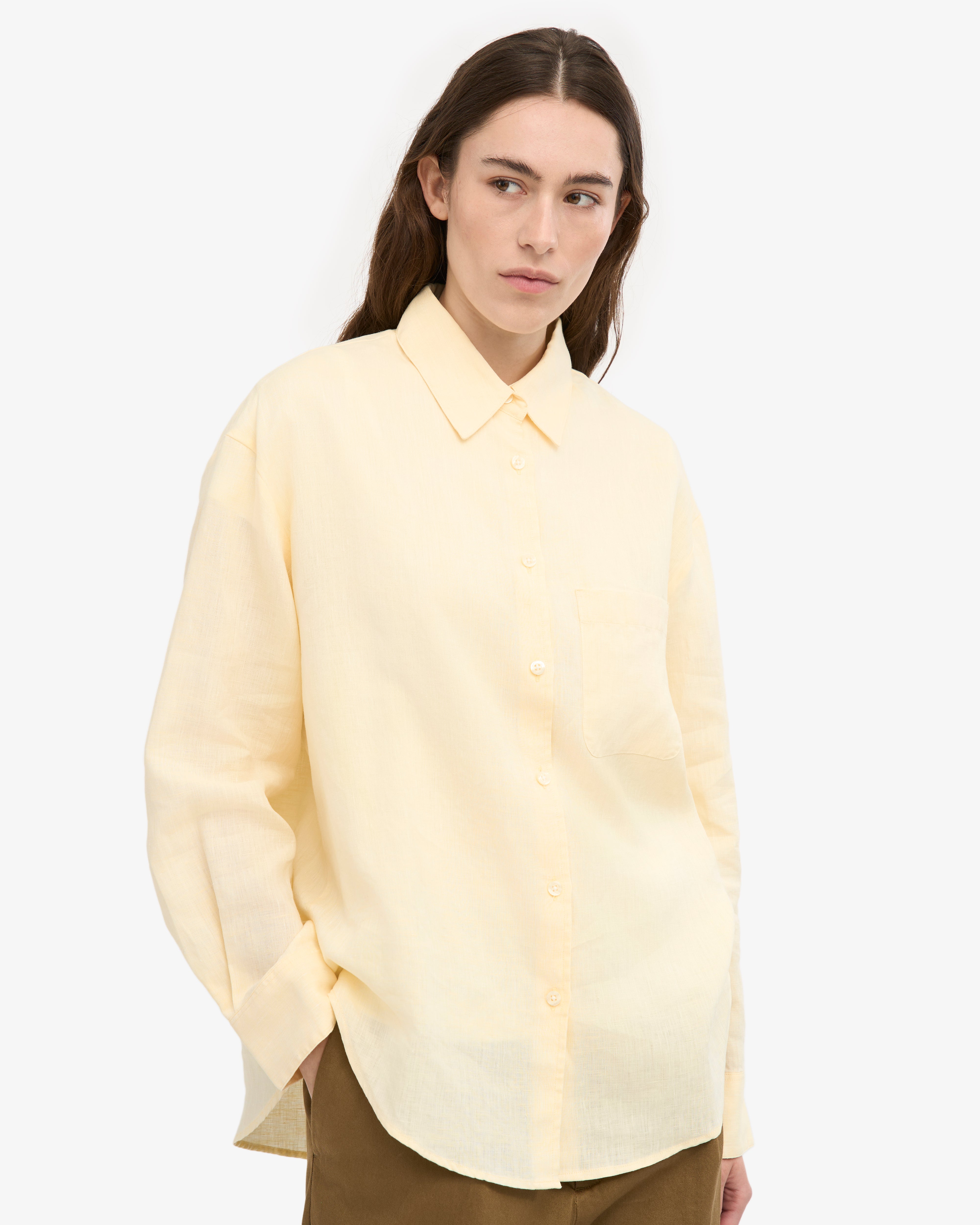 Linen Oversized Shirt - Soft Yellow