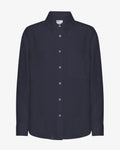 Linen Oversized Shirt - Navy Blue