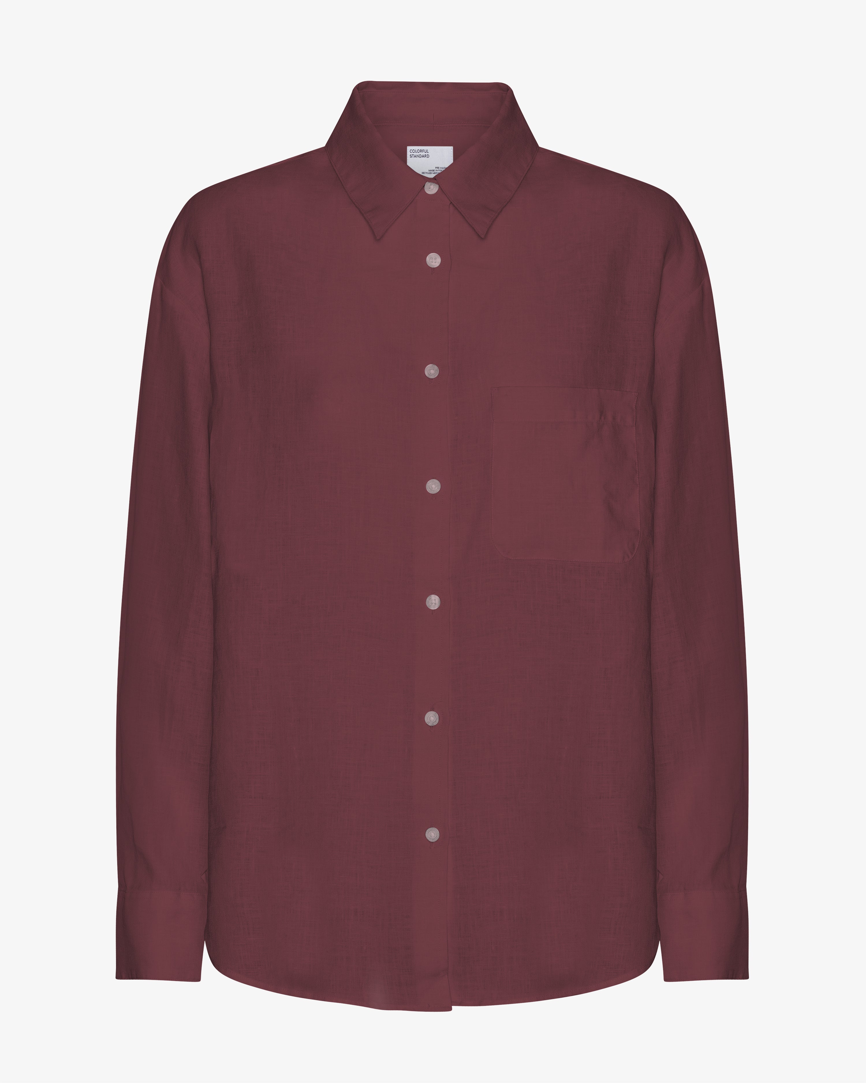 Linen Oversized Shirt - Oxblood Red