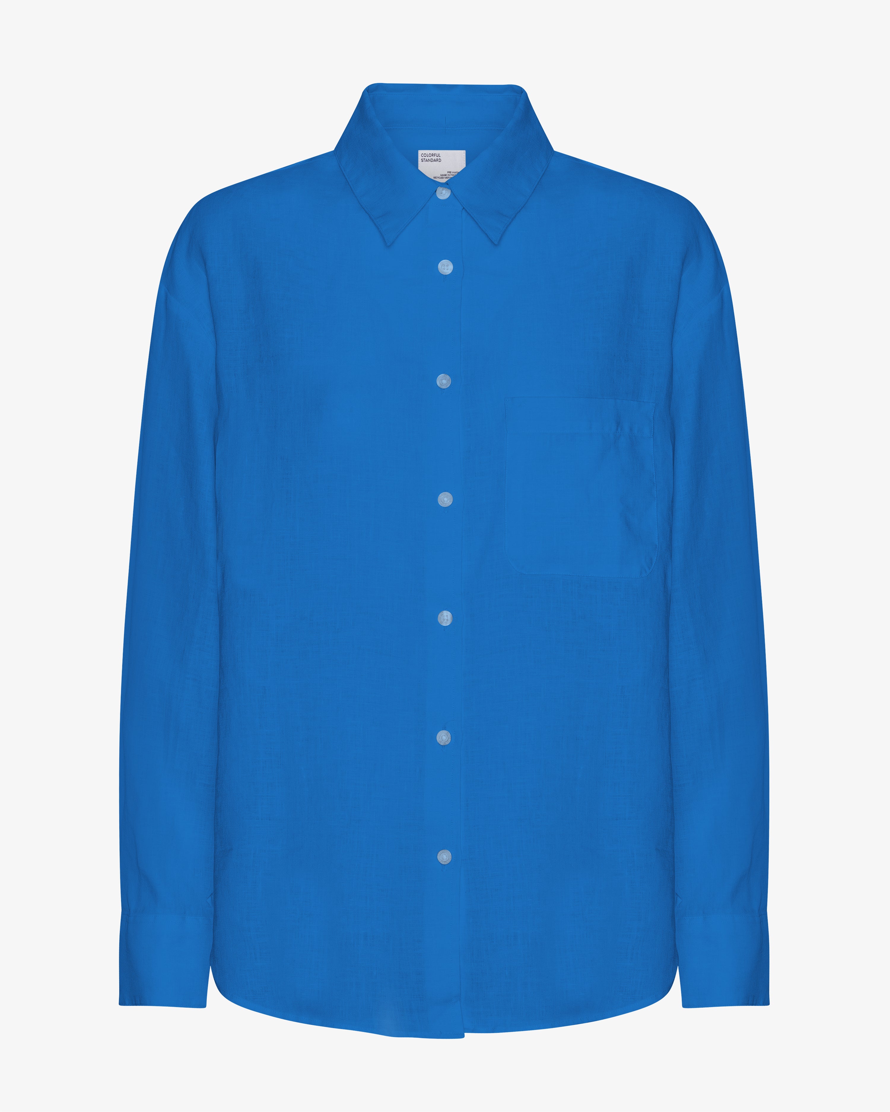Linen Oversized Shirt - Pacific Blue